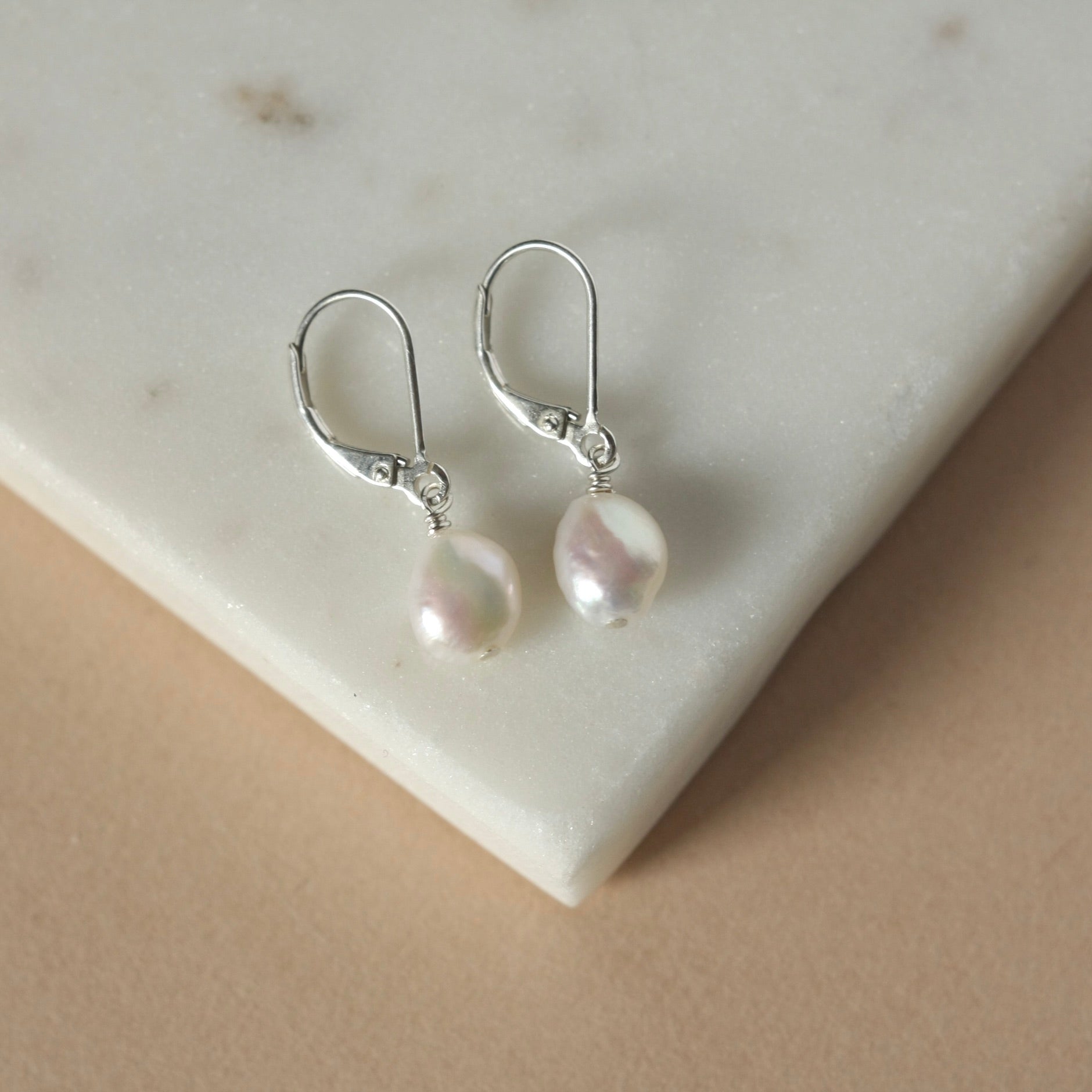 Silver Baroque Pearl Earrings