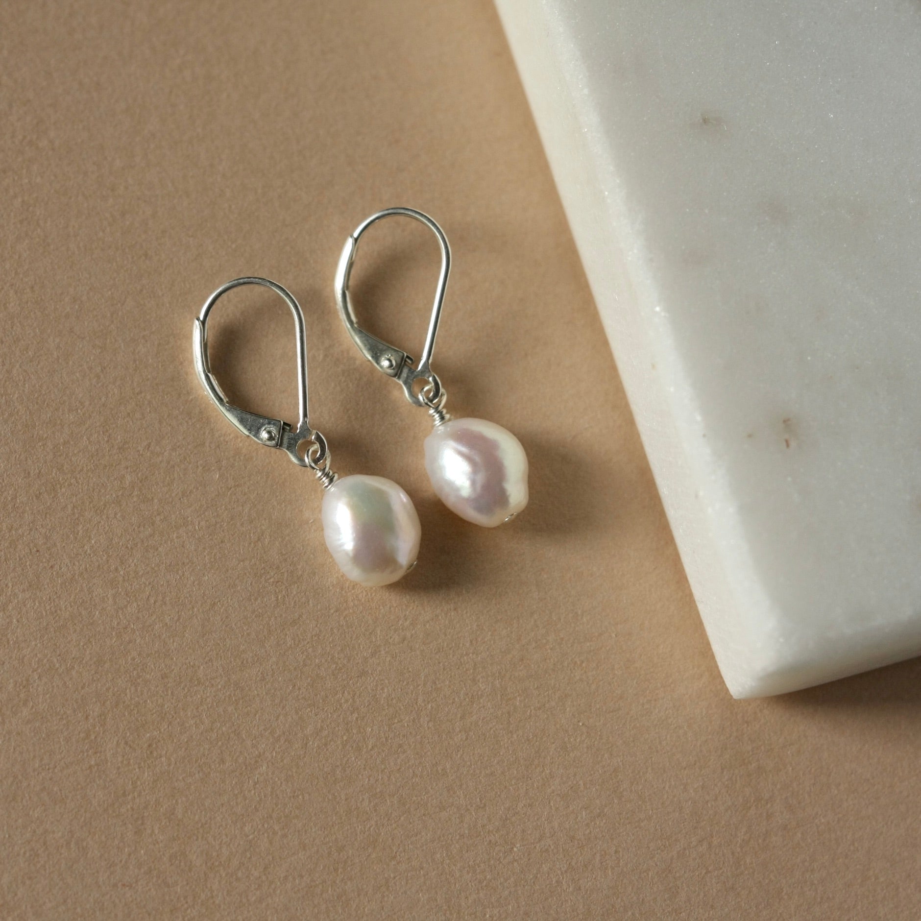 Silver Baroque Pearl Earrings