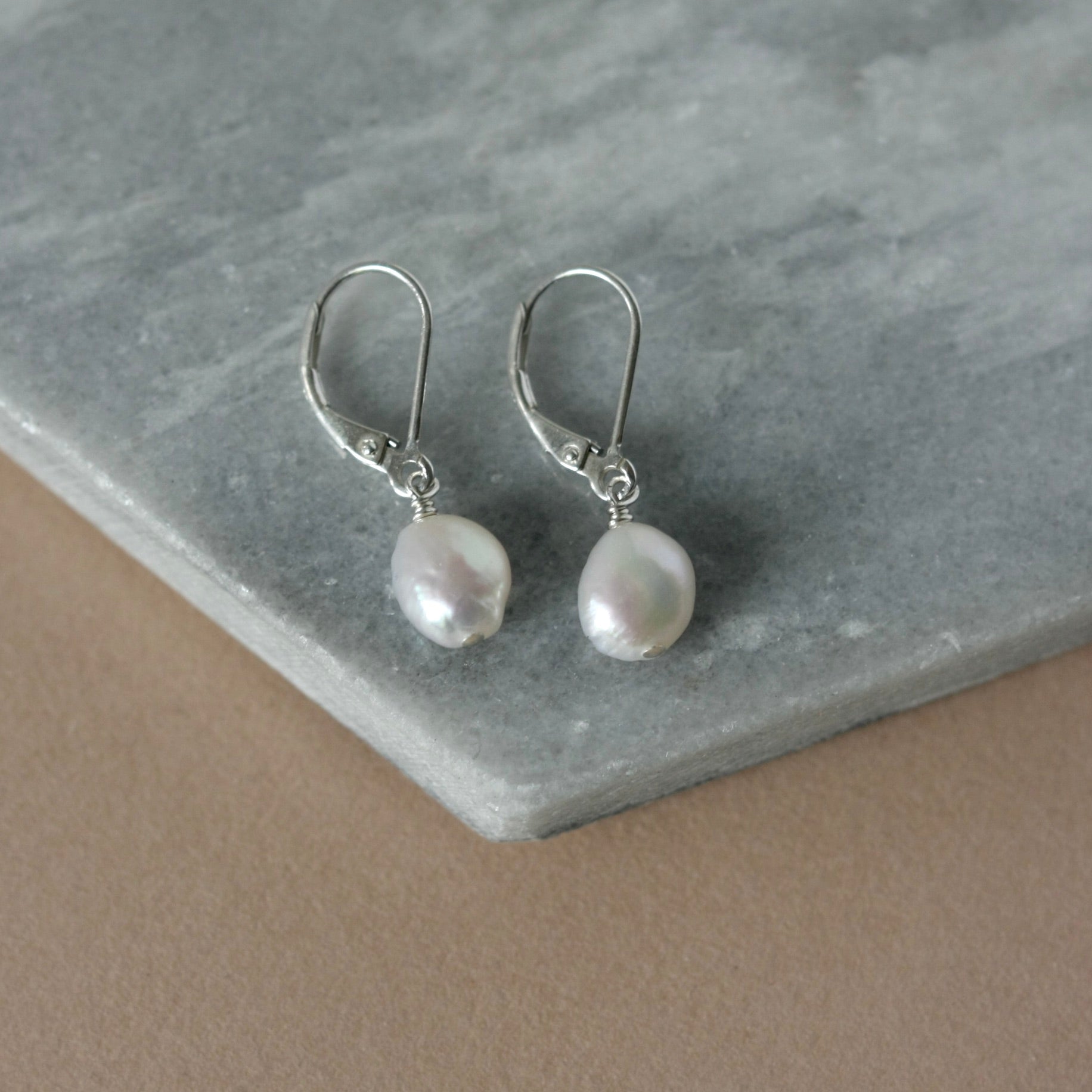 Silver Baroque Pearl Earrings