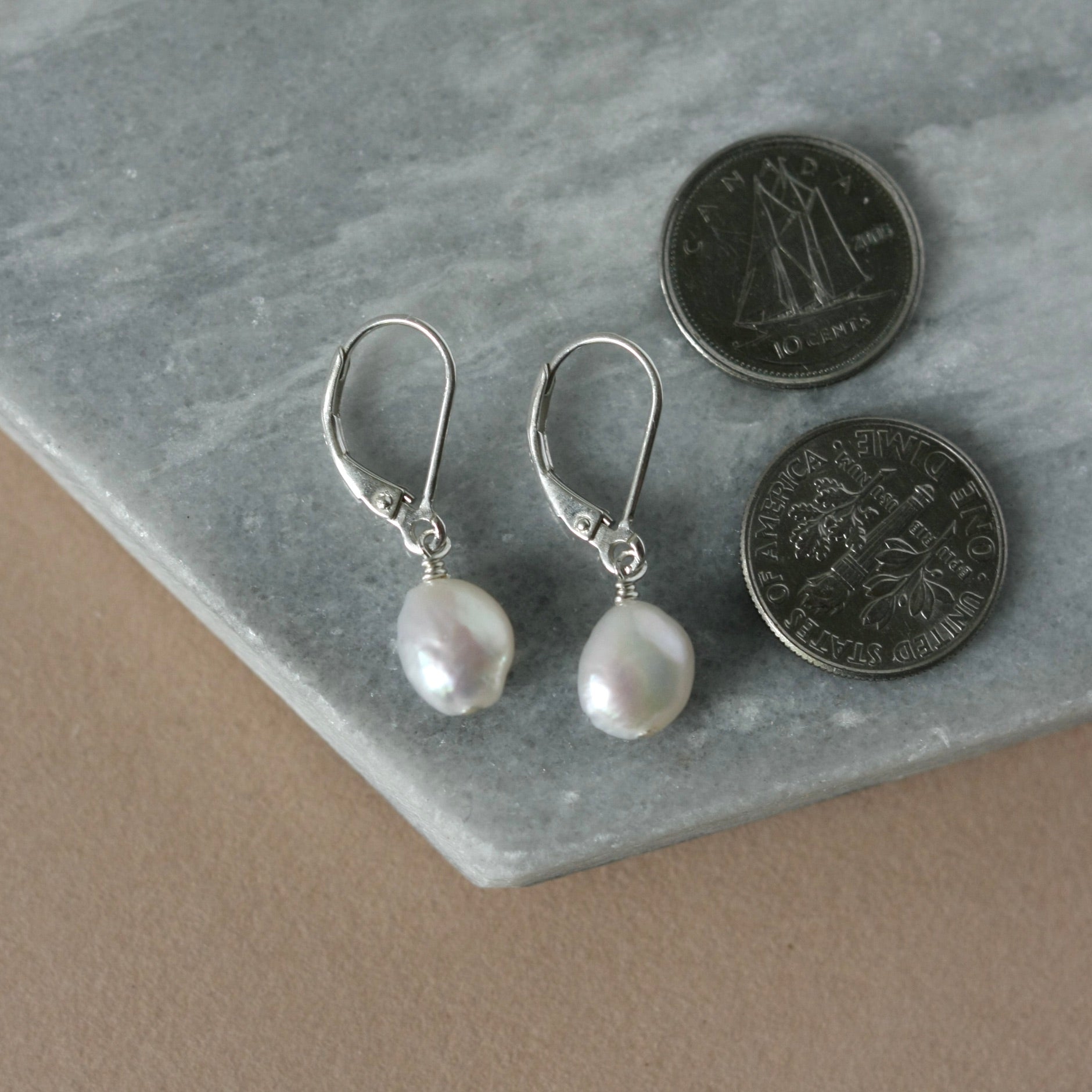 Silver Baroque Pearl Earrings