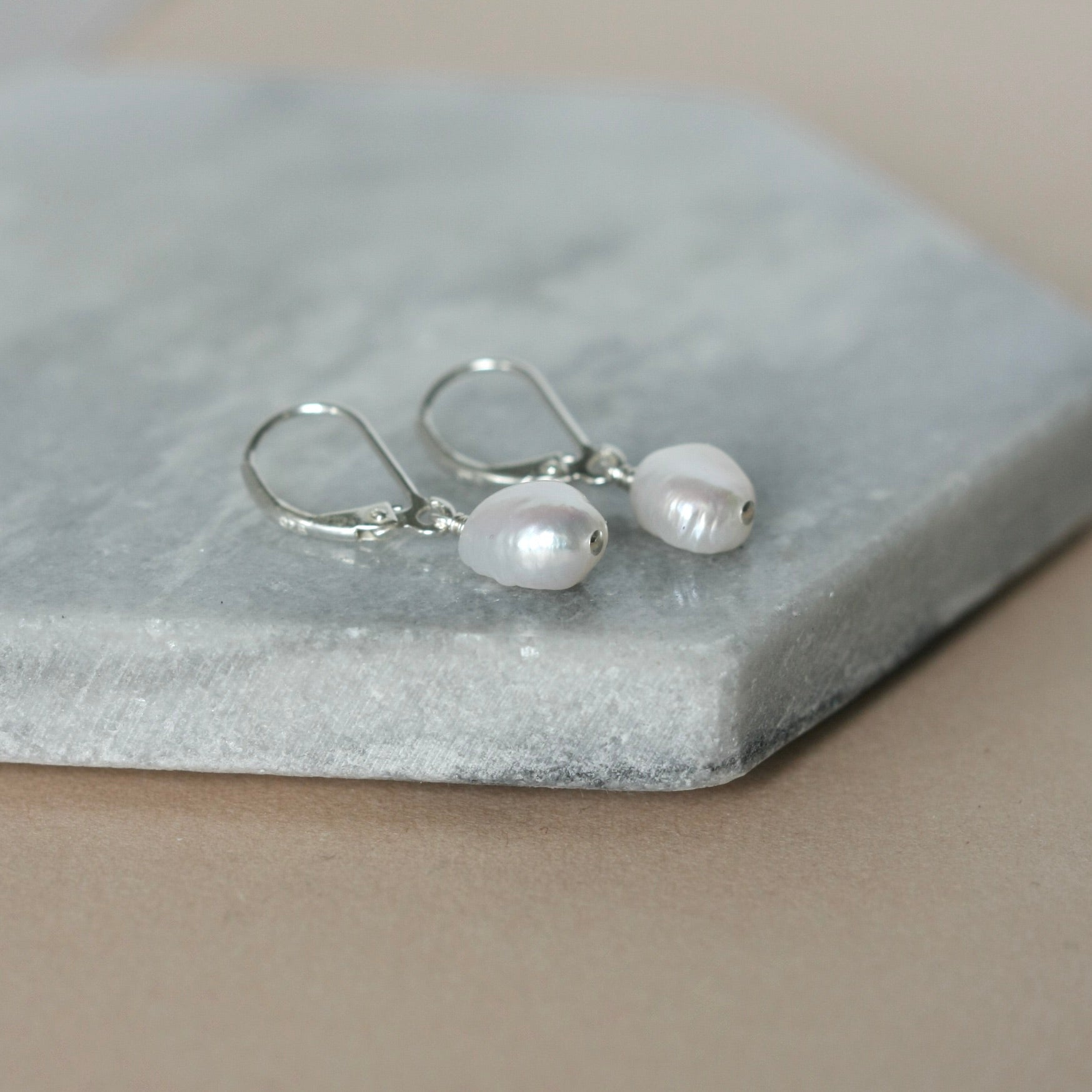 Silver Baroque Pearl Earrings