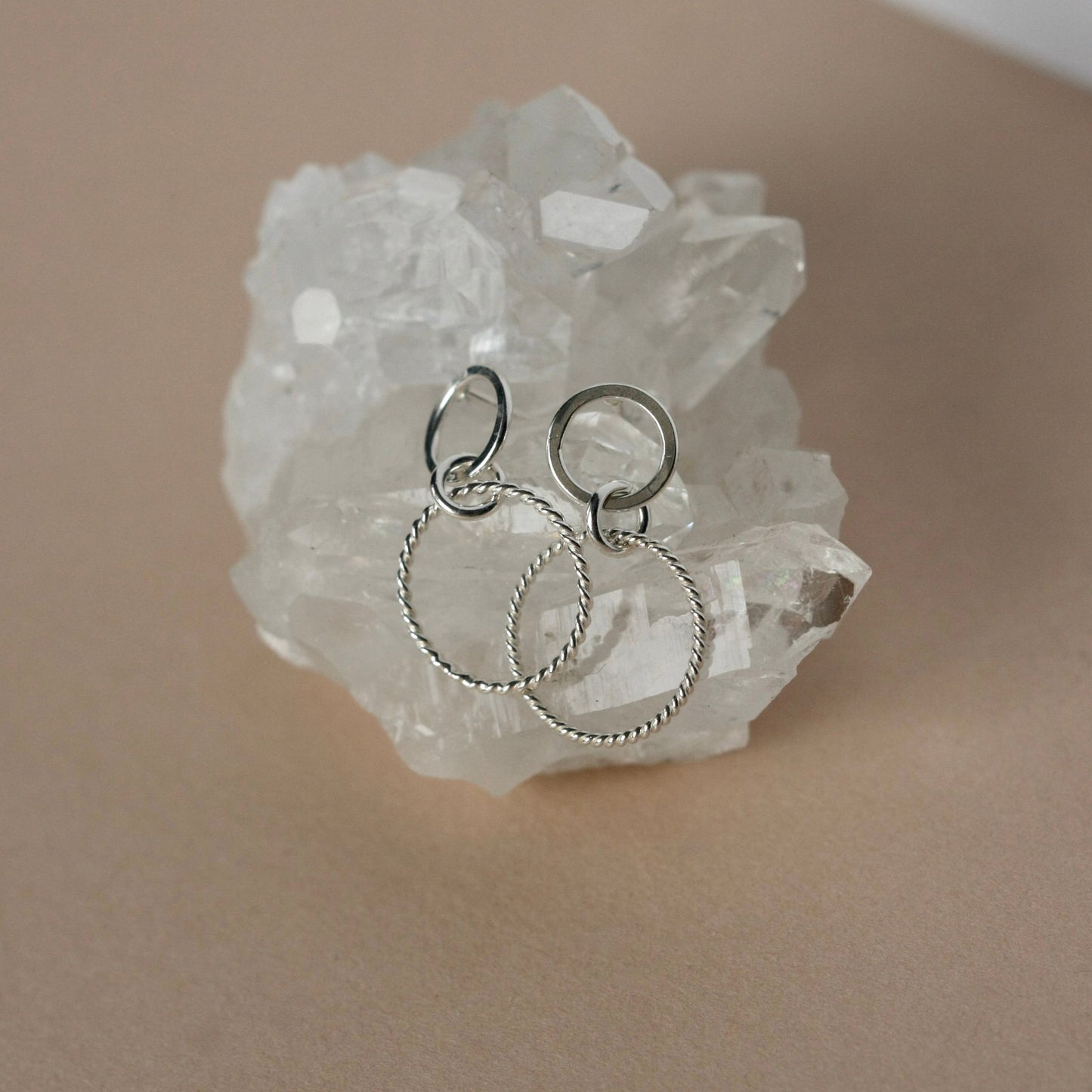 Sterling Silver Double Circle Dangling Studs