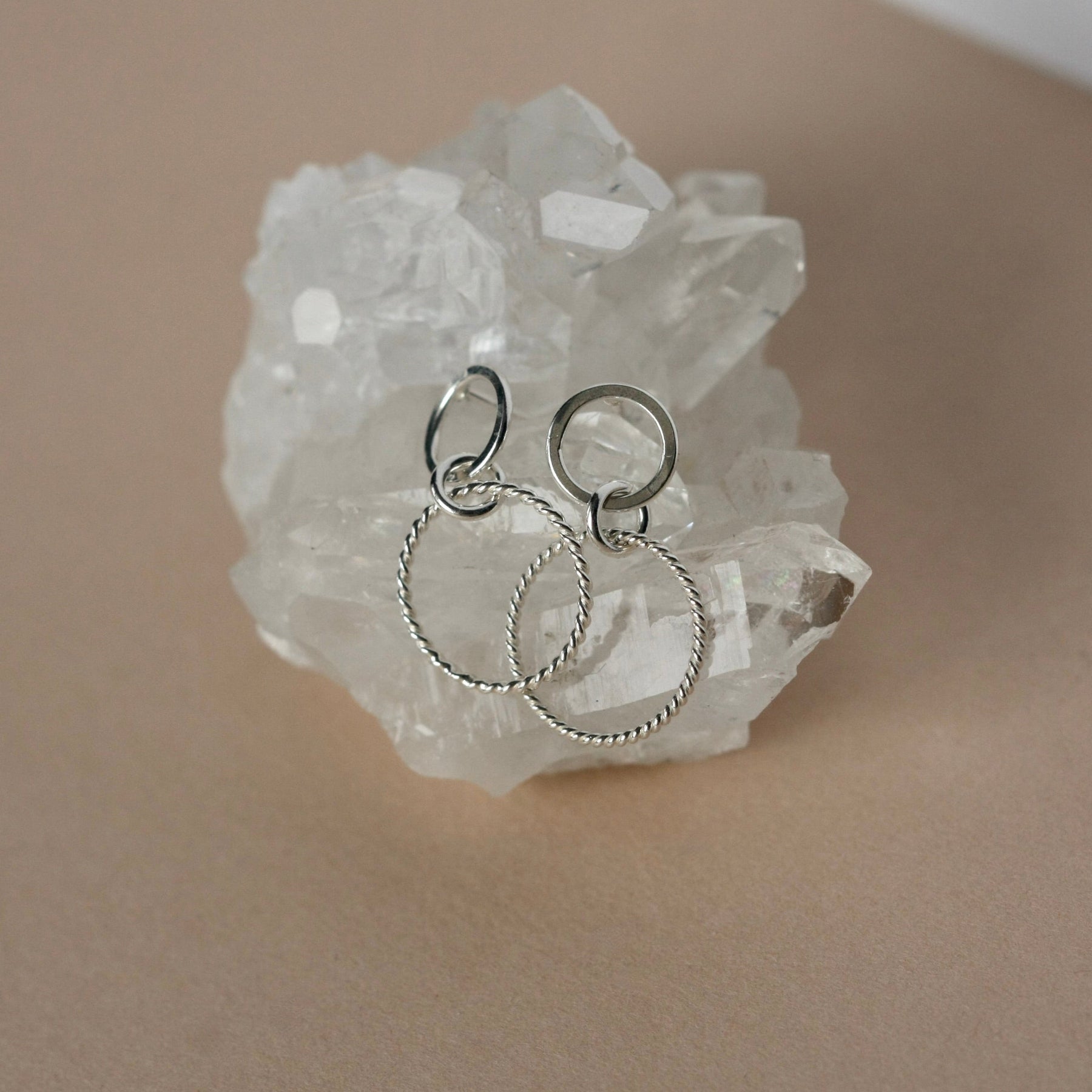 Sterling Silver Double Circle Dangling Studs