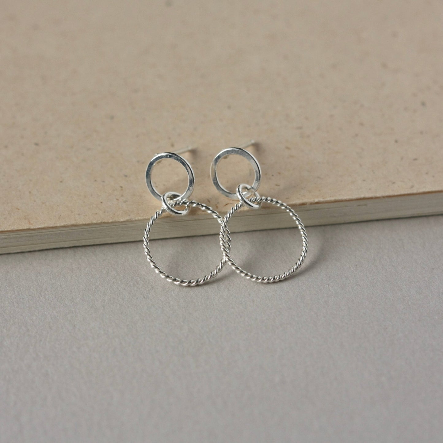 Sterling Silver Double Circle Dangling Studs
