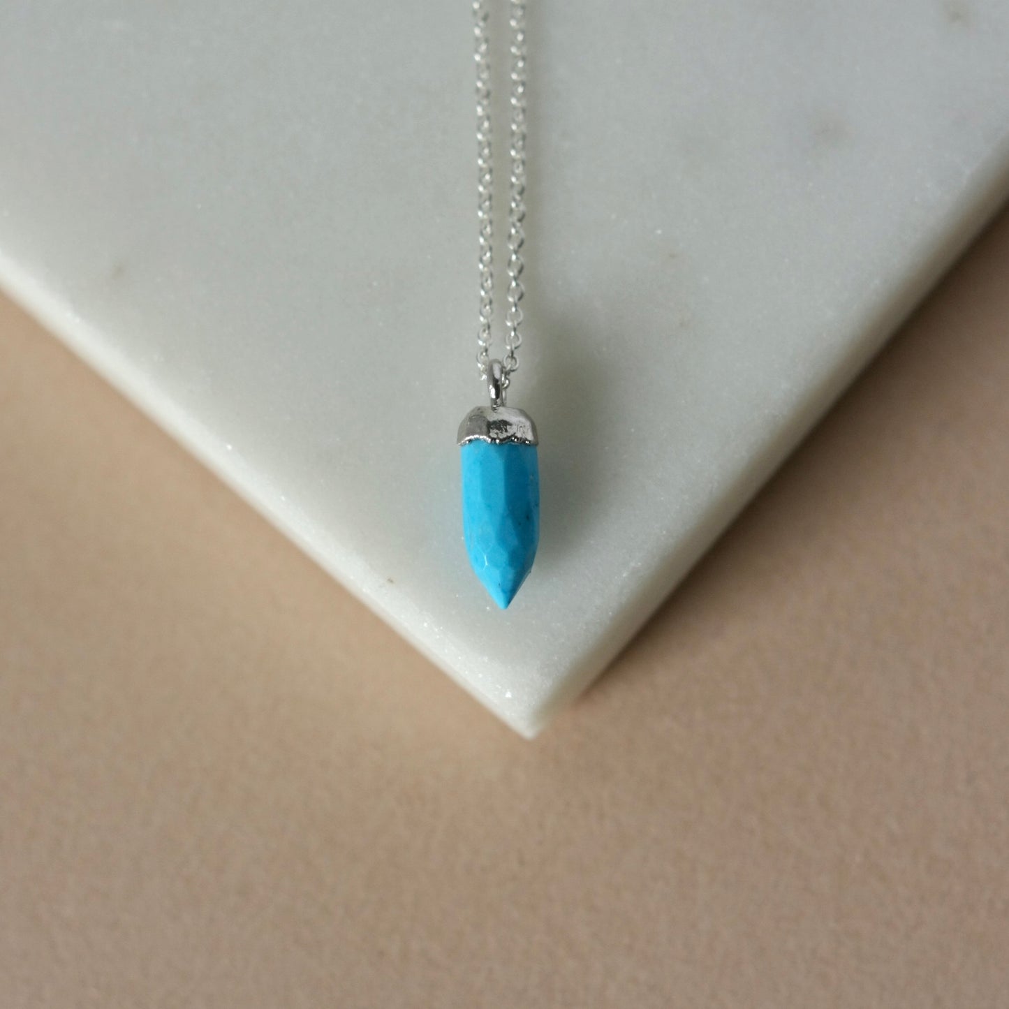 Sterling Silver Turquoise Spike Necklace
