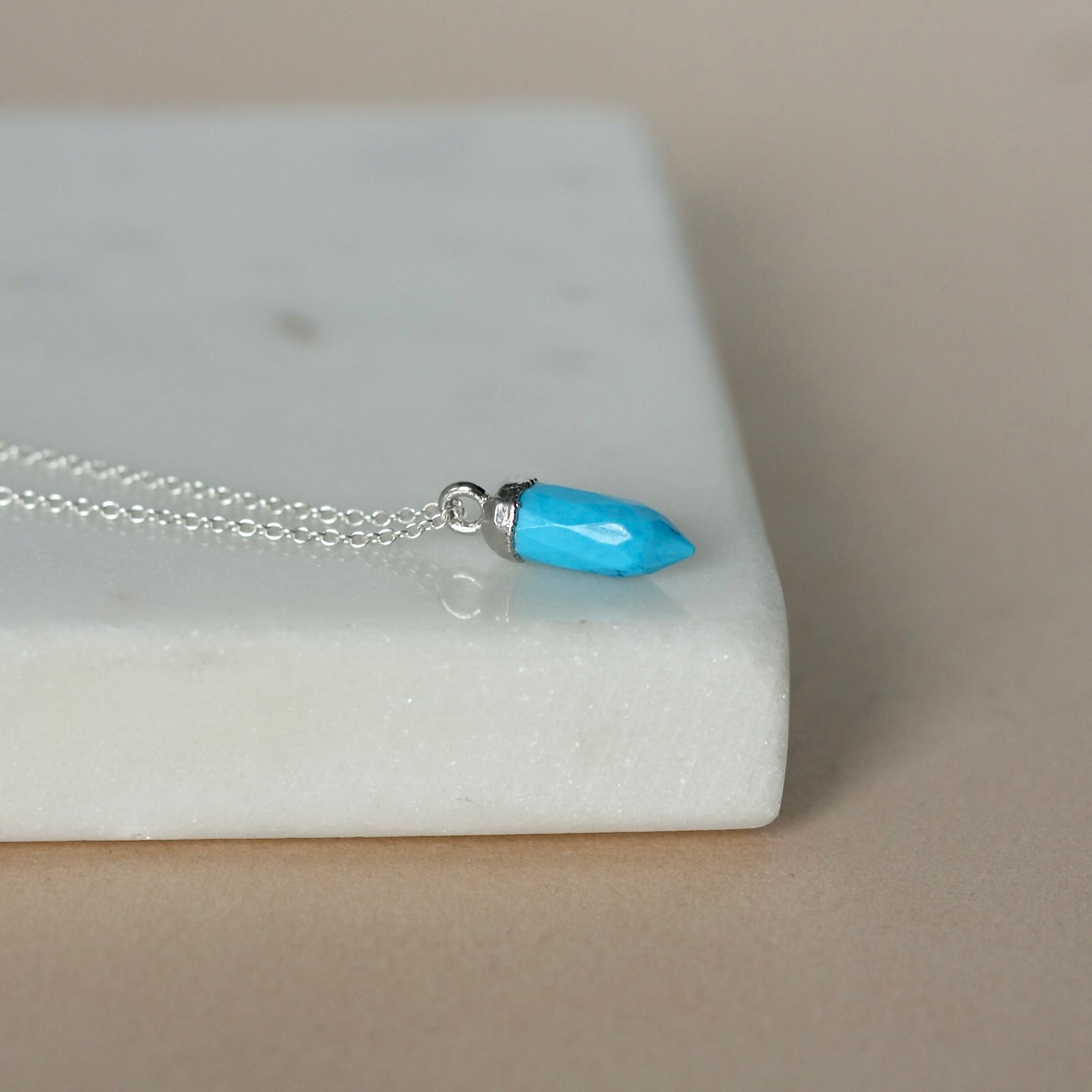 Sterling Silver Turquoise Spike Necklace