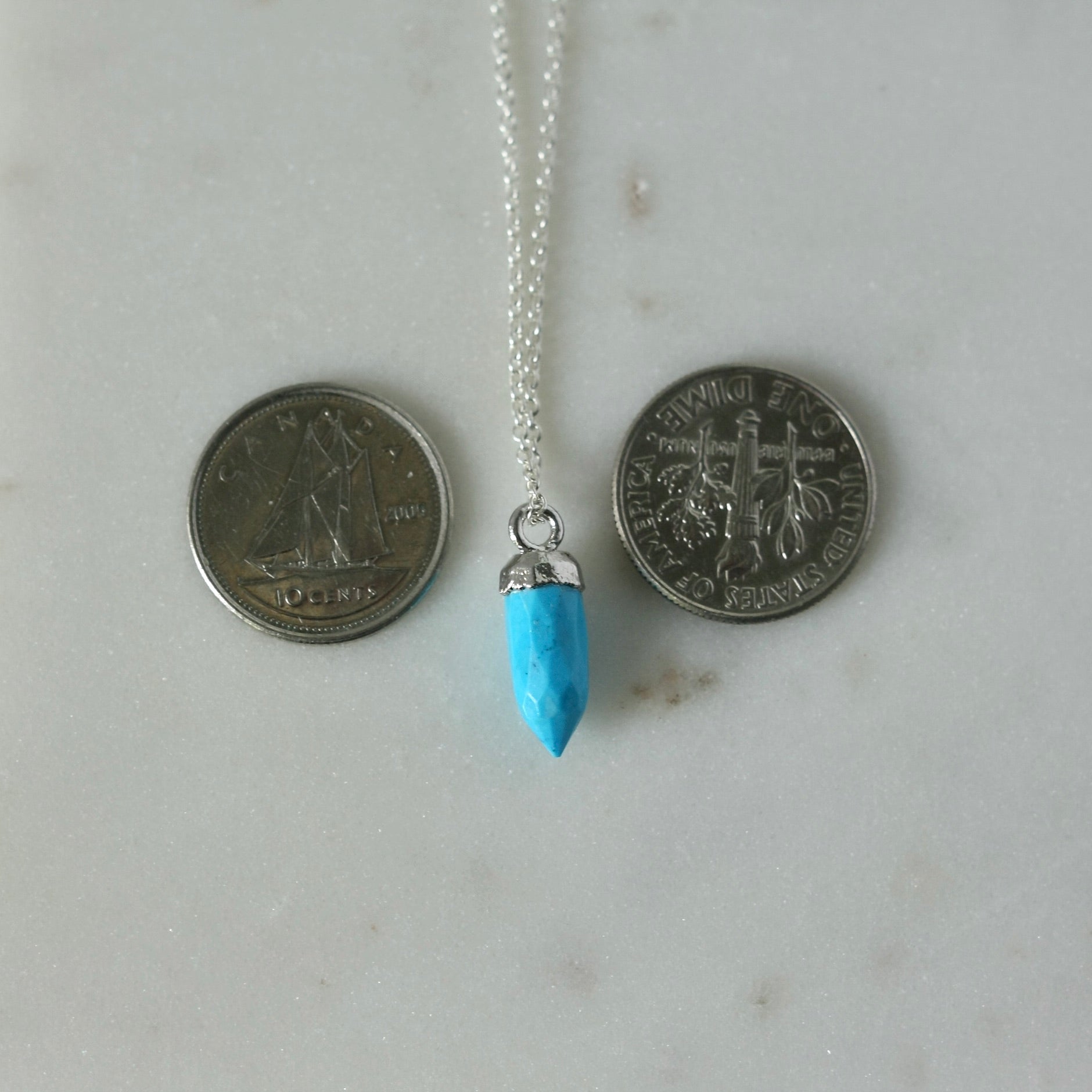 Sterling Silver Turquoise Spike Necklace