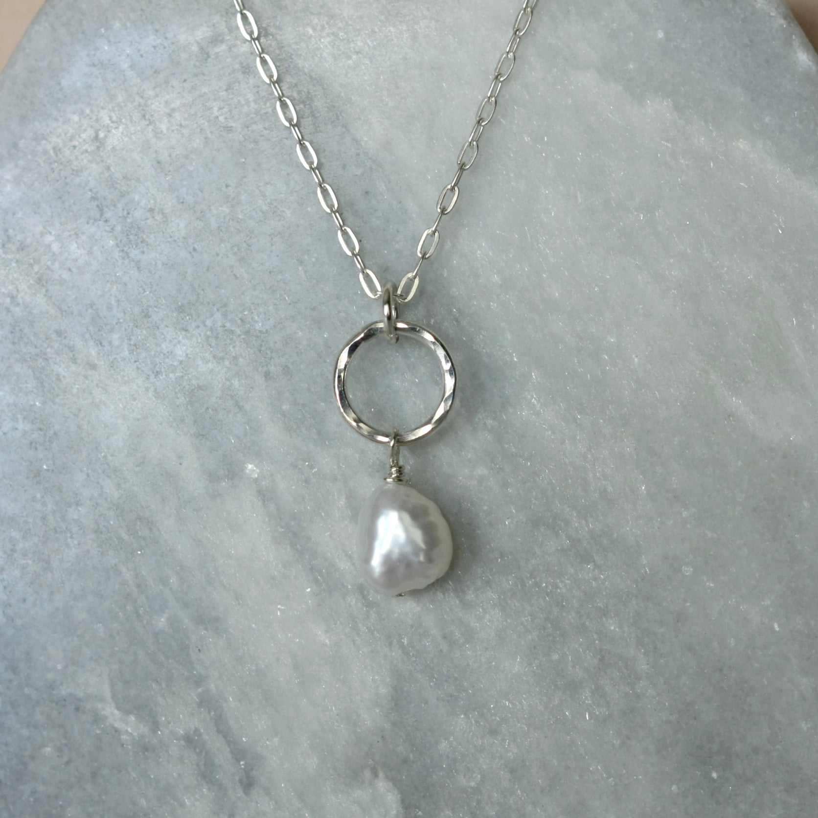 Sterling Silver Baroque Pearl Necklace