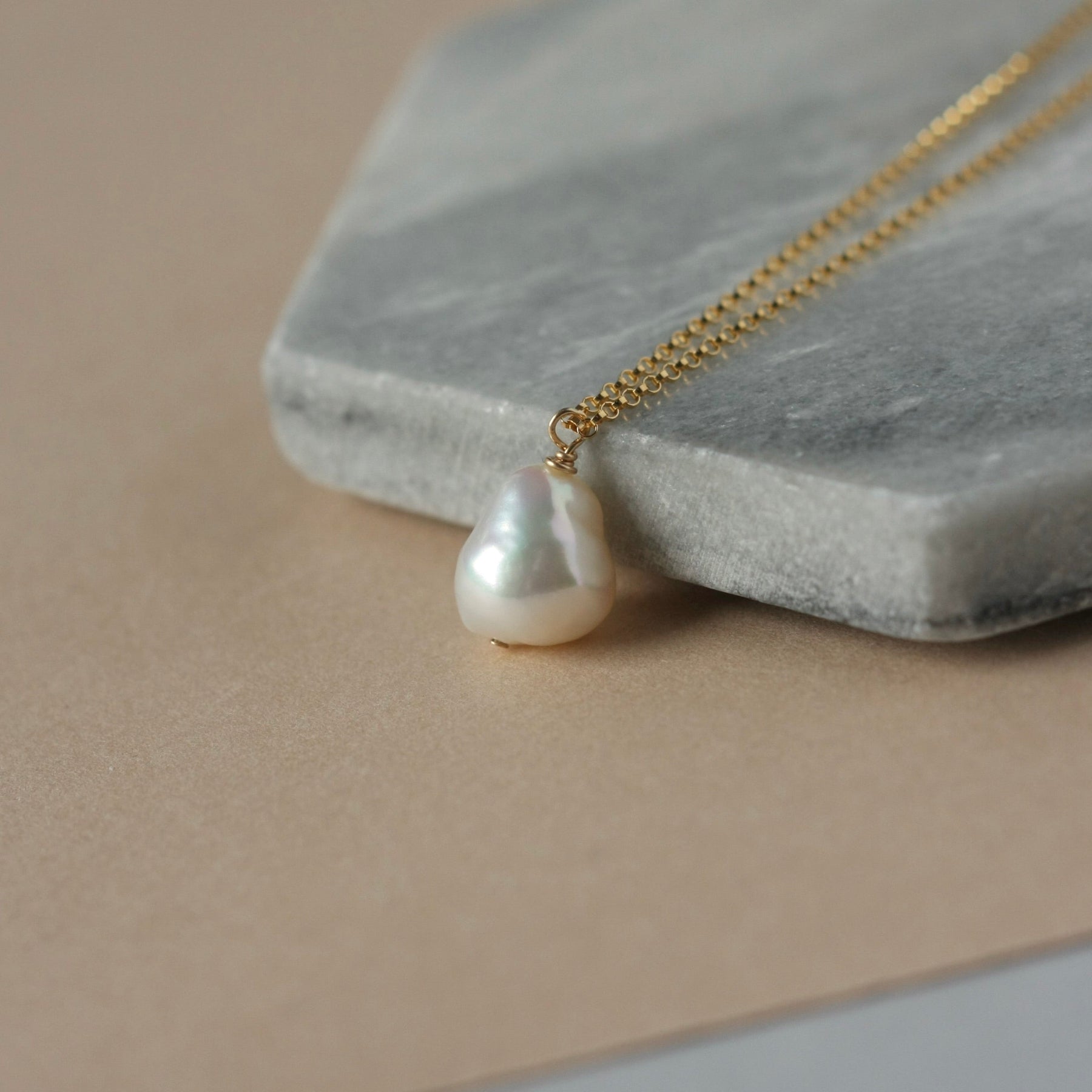 Gold Baroque Pearl Necklace