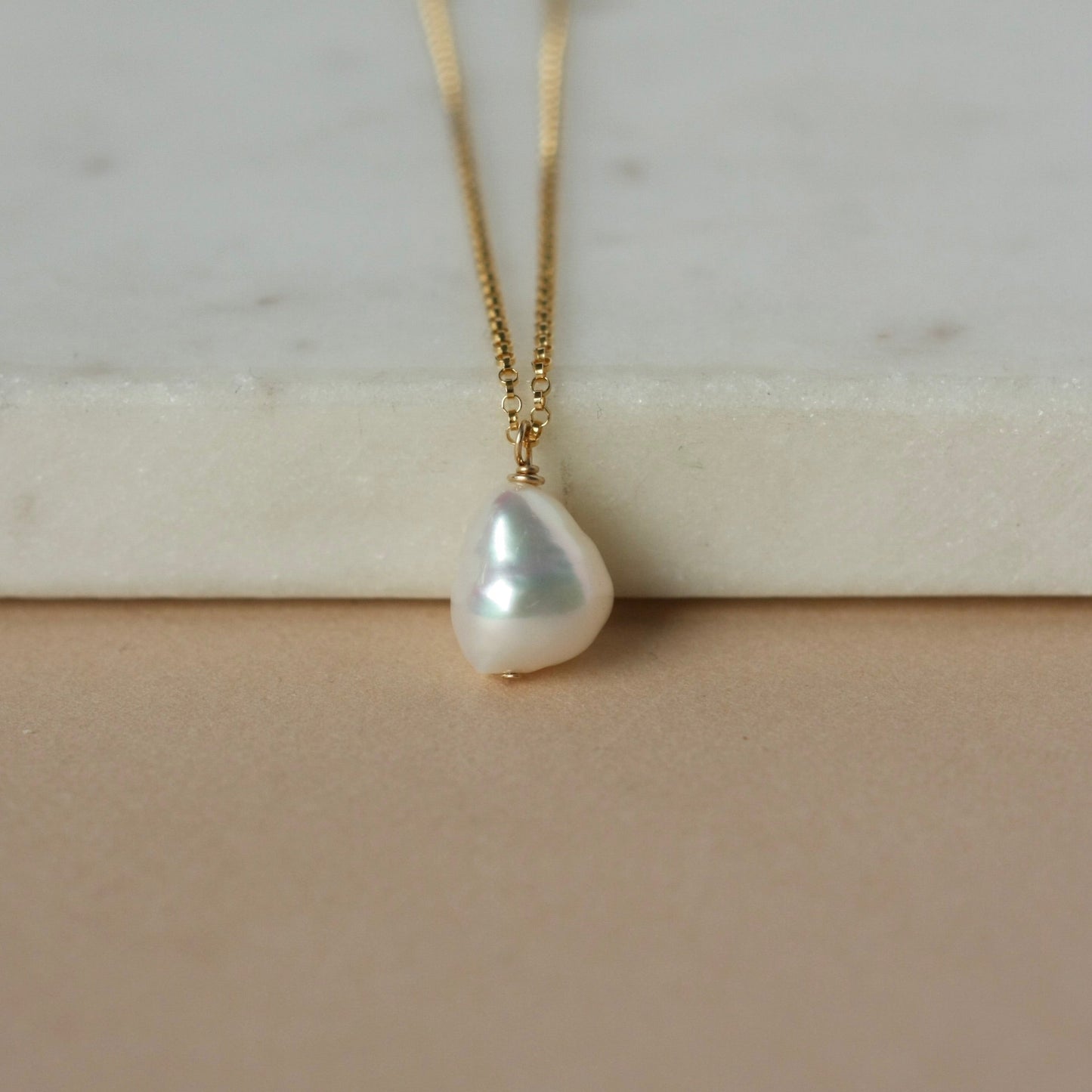 Gold Baroque Pearl Necklace