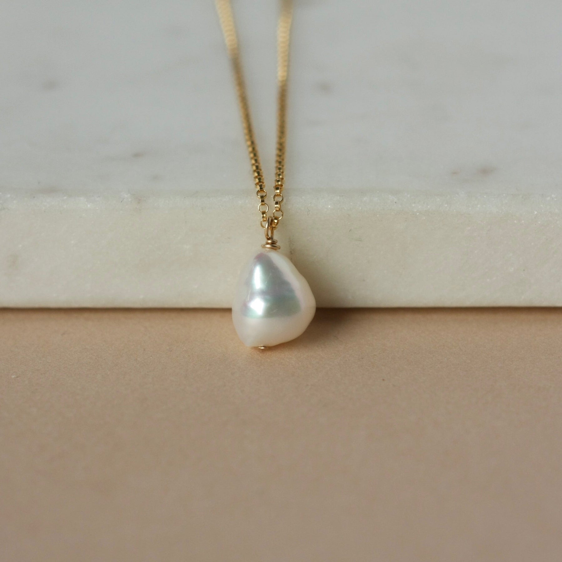 Gold Baroque Pearl Necklace