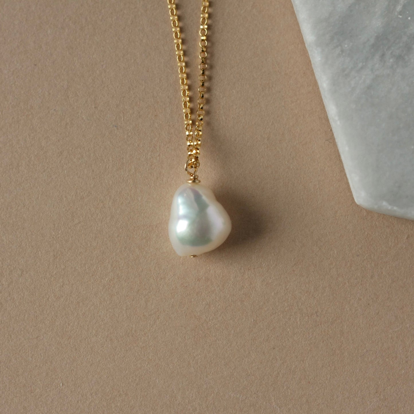 Gold Baroque Pearl Necklace