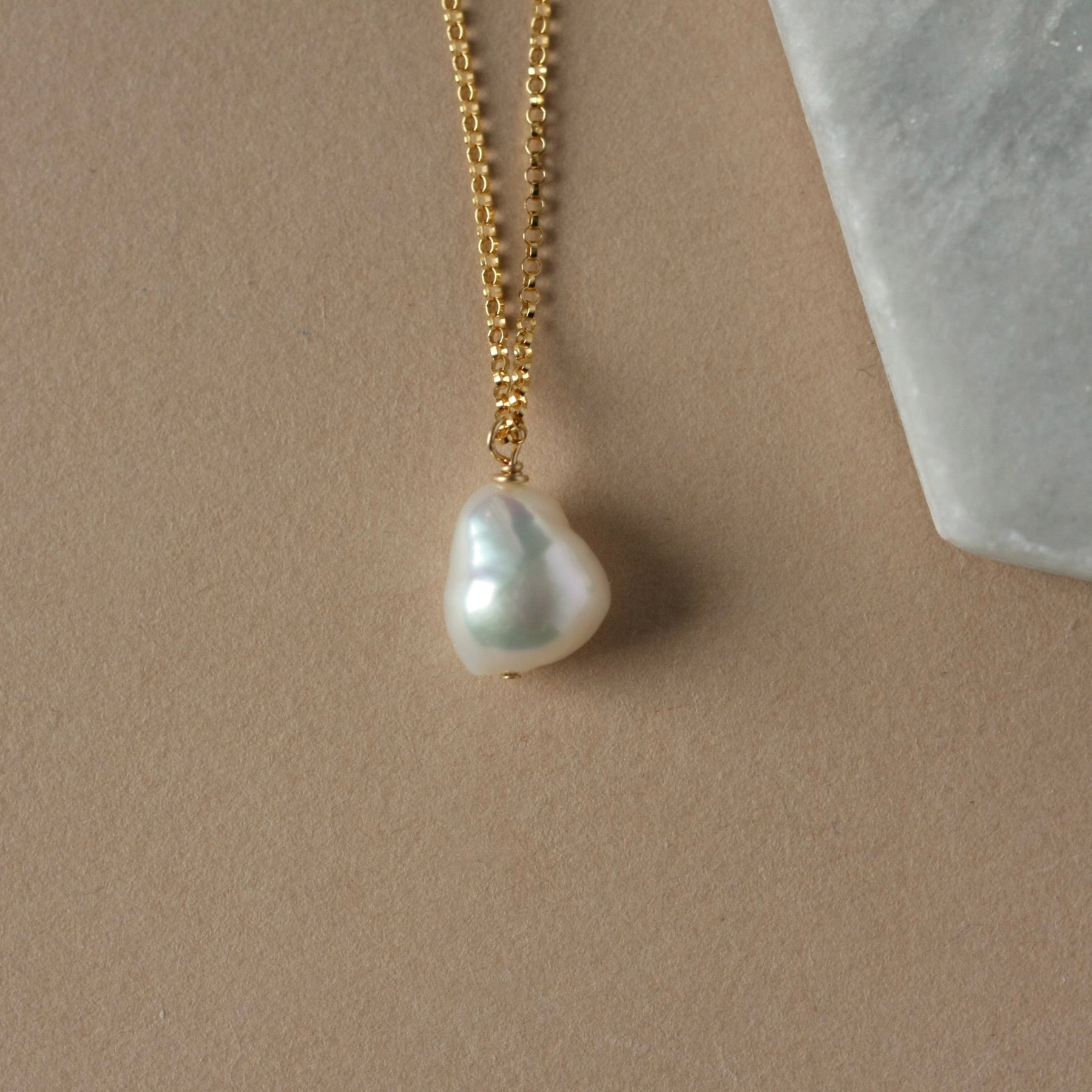 Gold Baroque Pearl Necklace
