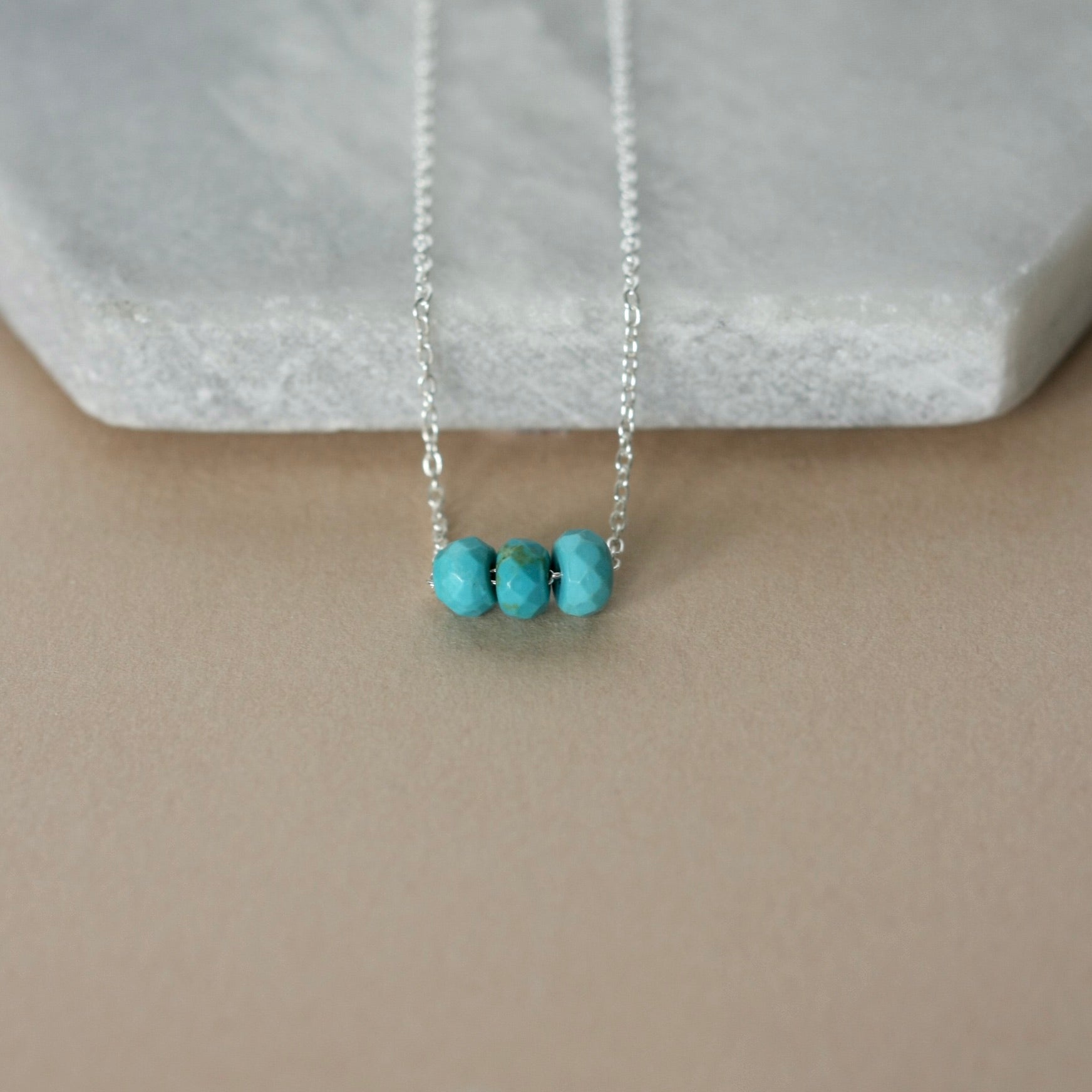 Silver Faceted Turquoise Necklace