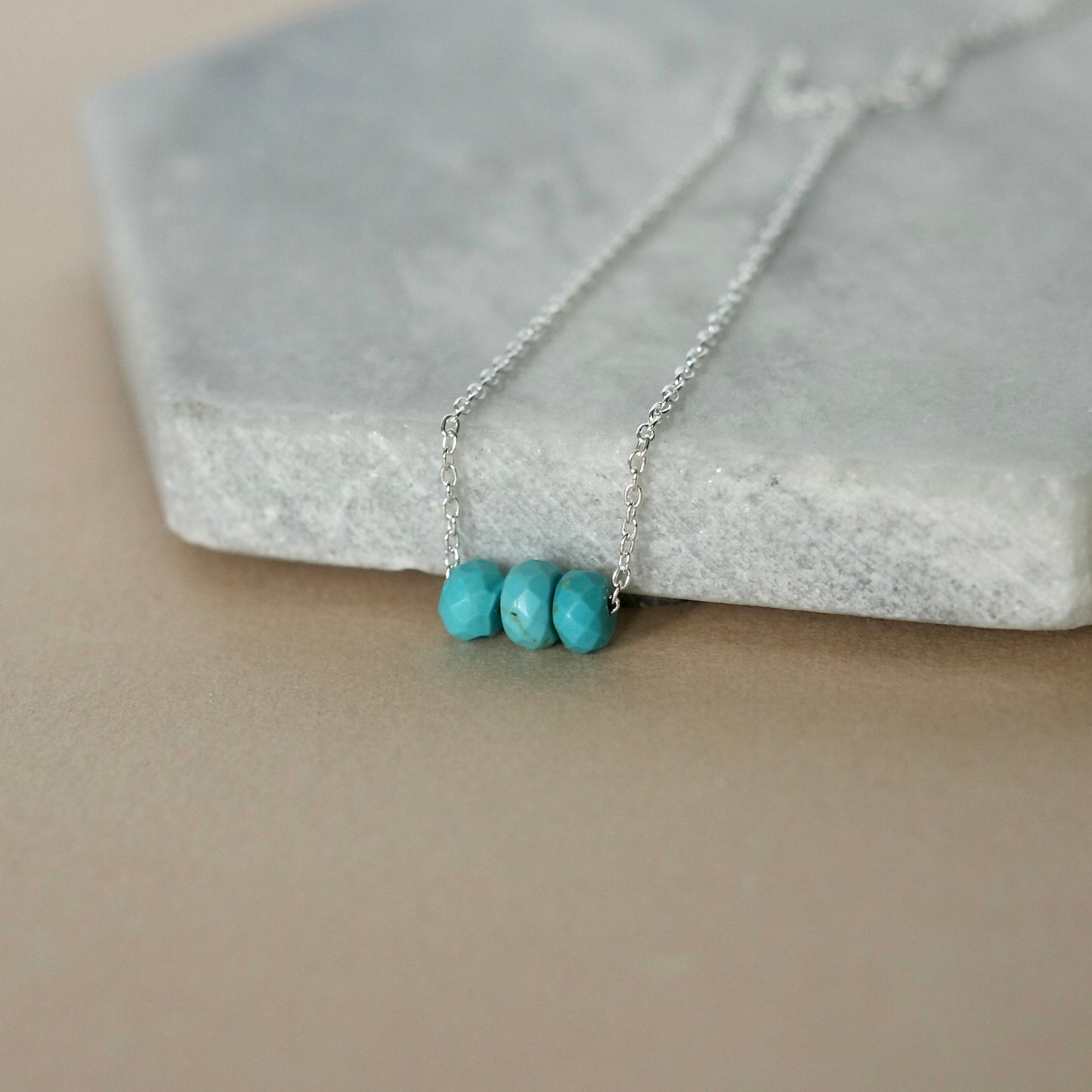 Silver Faceted Turquoise Necklace