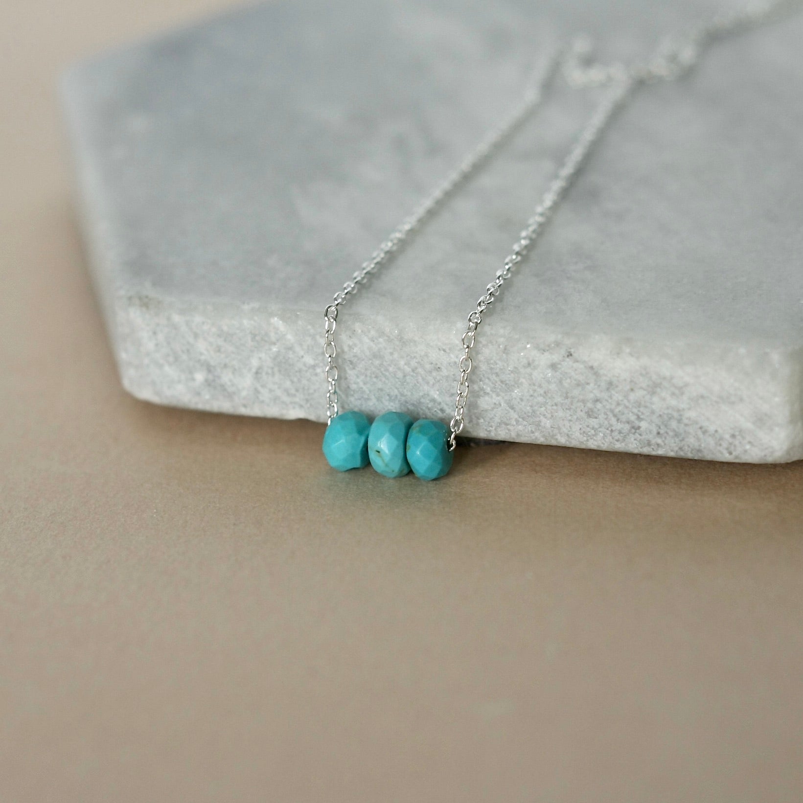 Silver Faceted Turquoise Necklace
