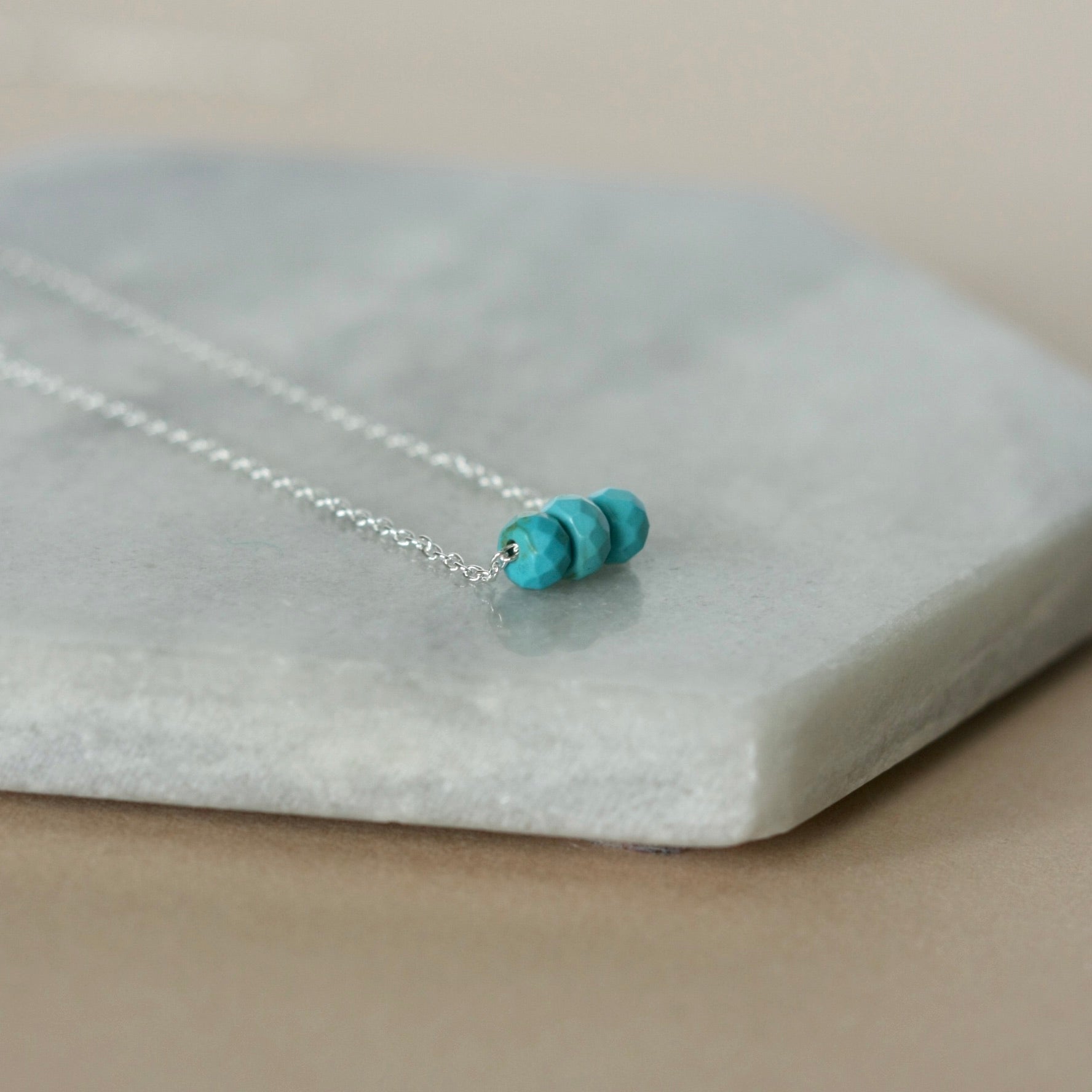 Silver Faceted Turquoise Necklace