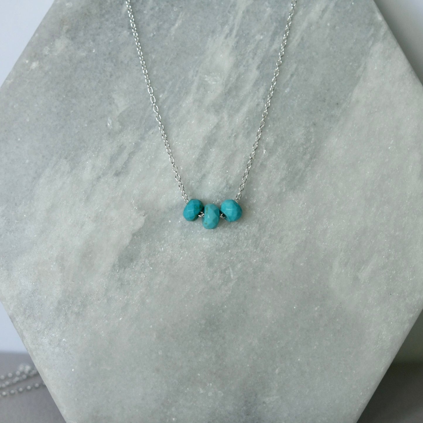 Silver Faceted Turquoise Necklace