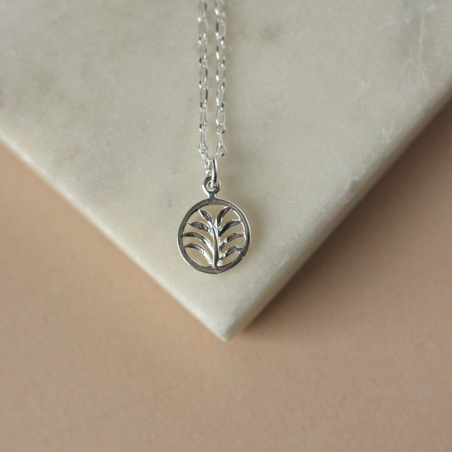 Sterling Silver Palm Tree Charm Necklace