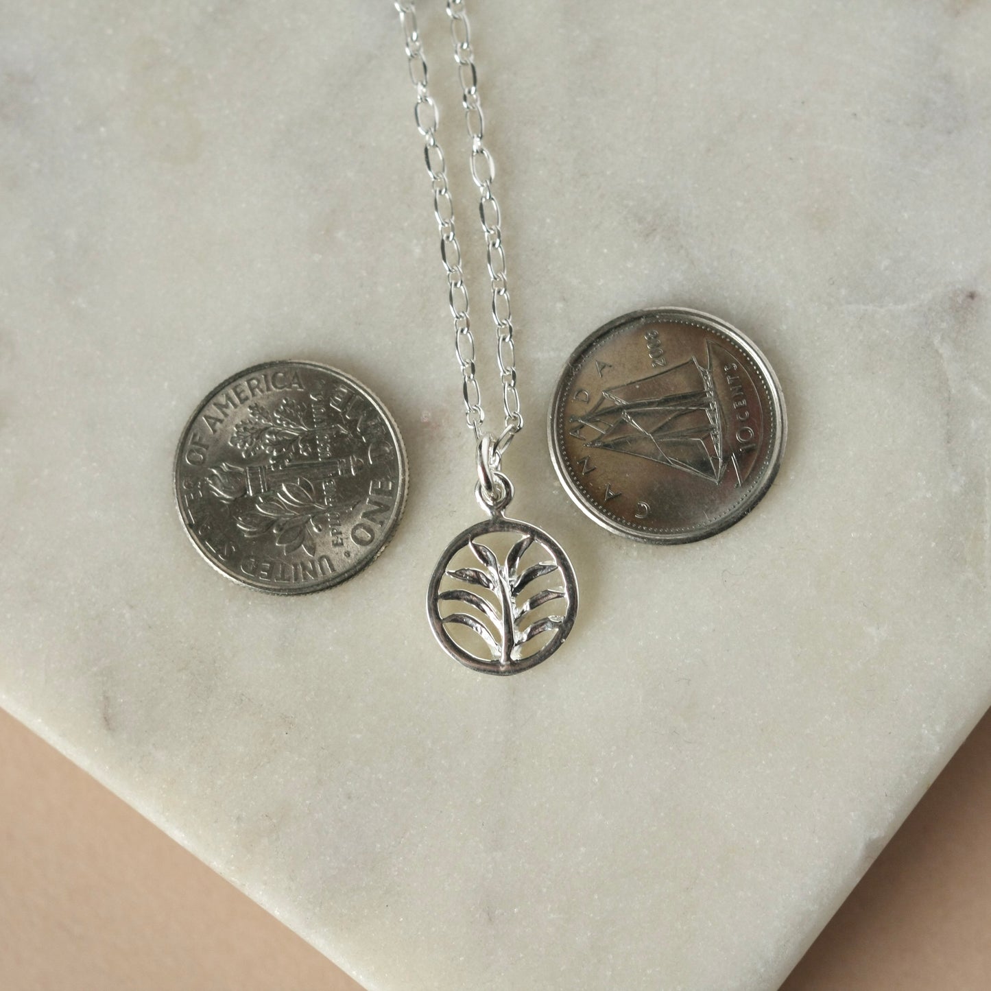 Sterling Silver Palm Tree Charm Necklace