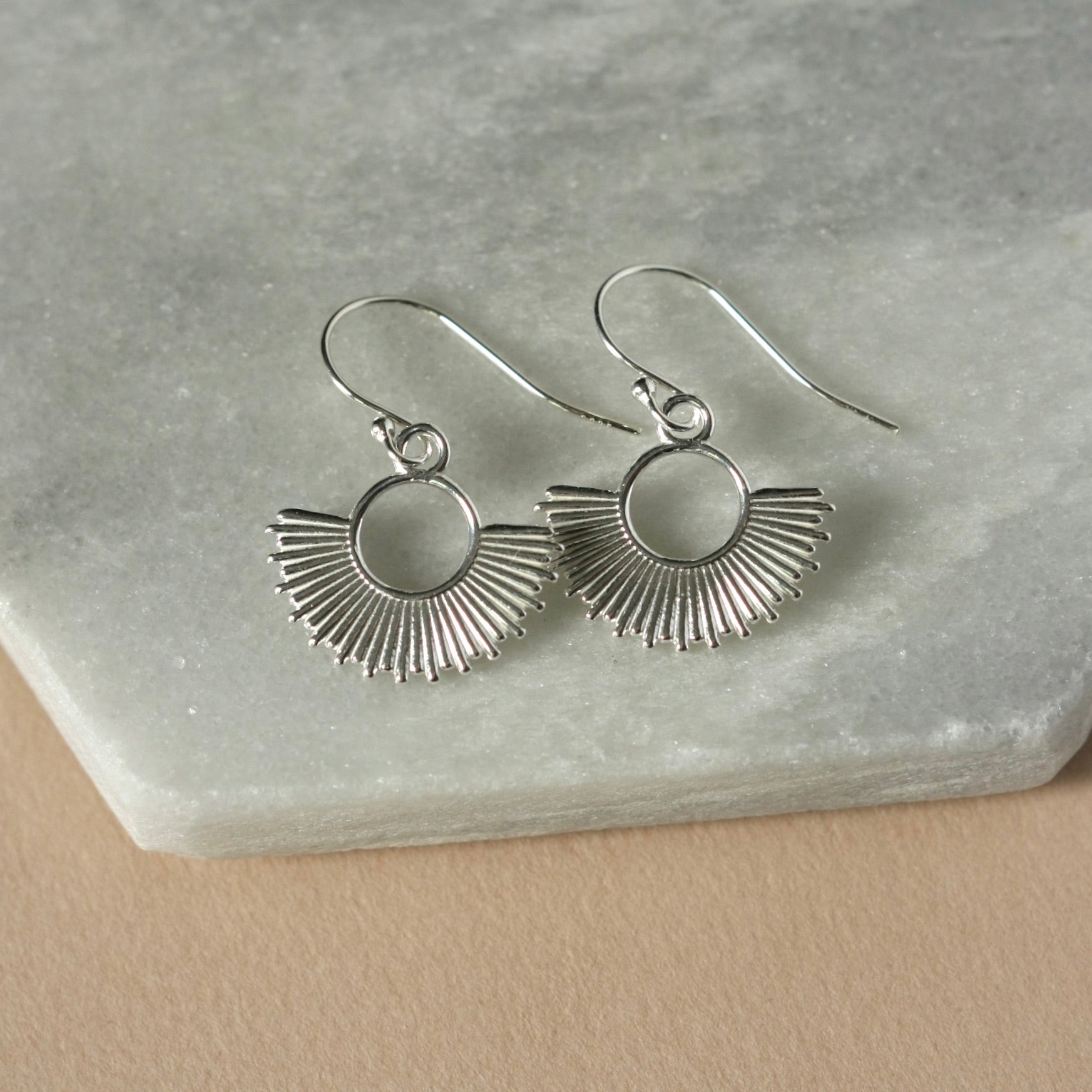 Sterling Silver Sunburst Earrings