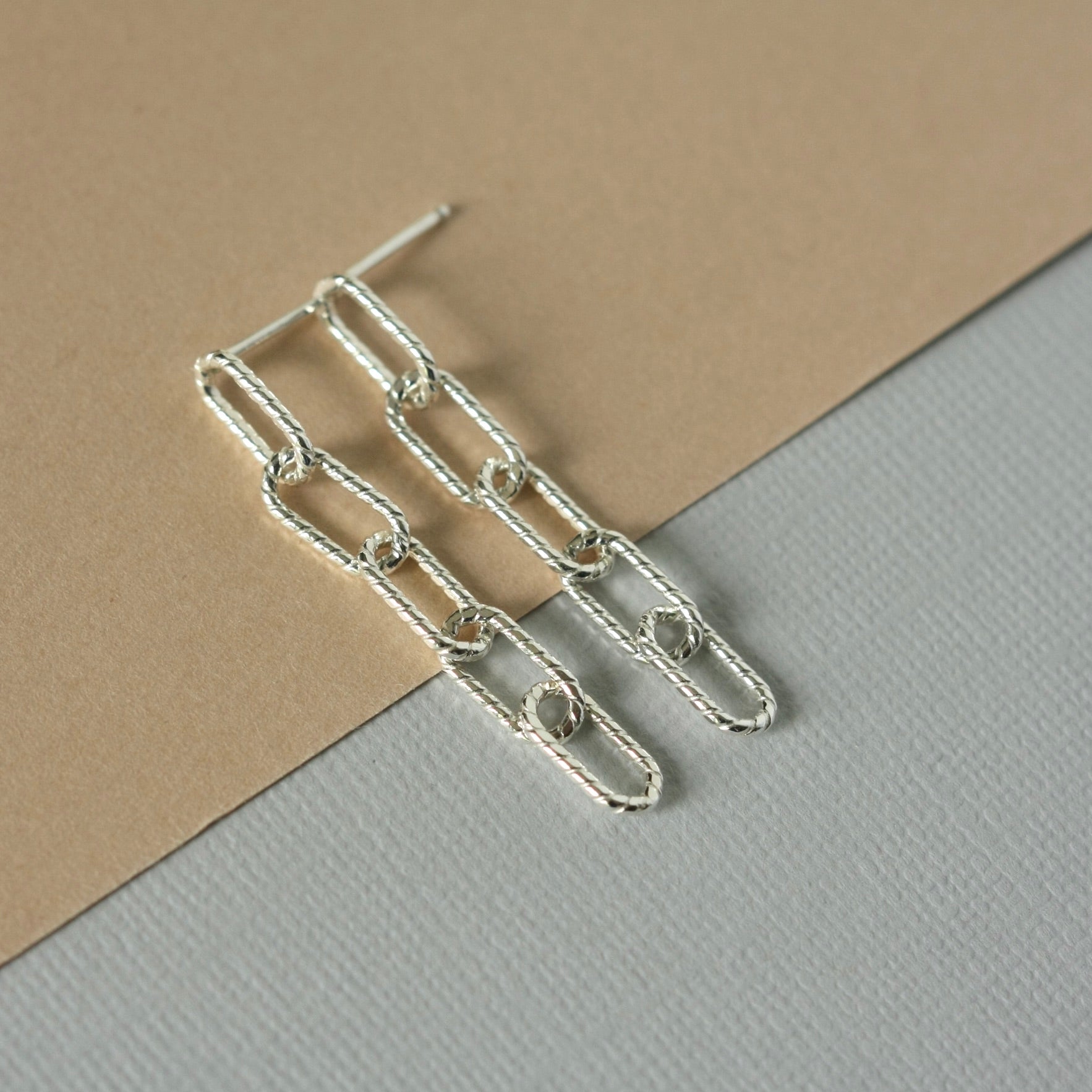 Sterling Silver Paper Clip Chain Earrings