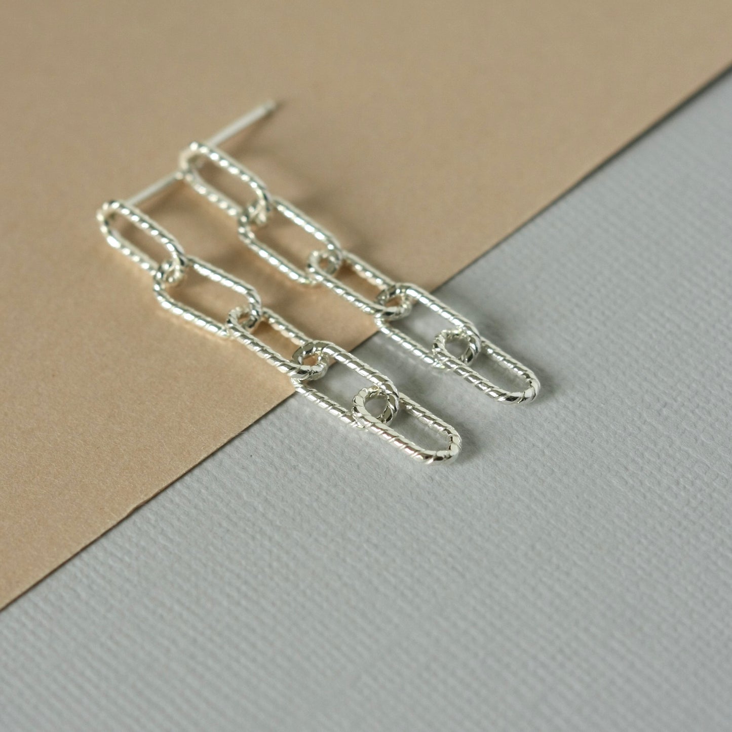 Sterling Silver Paper Clip Chain Earrings
