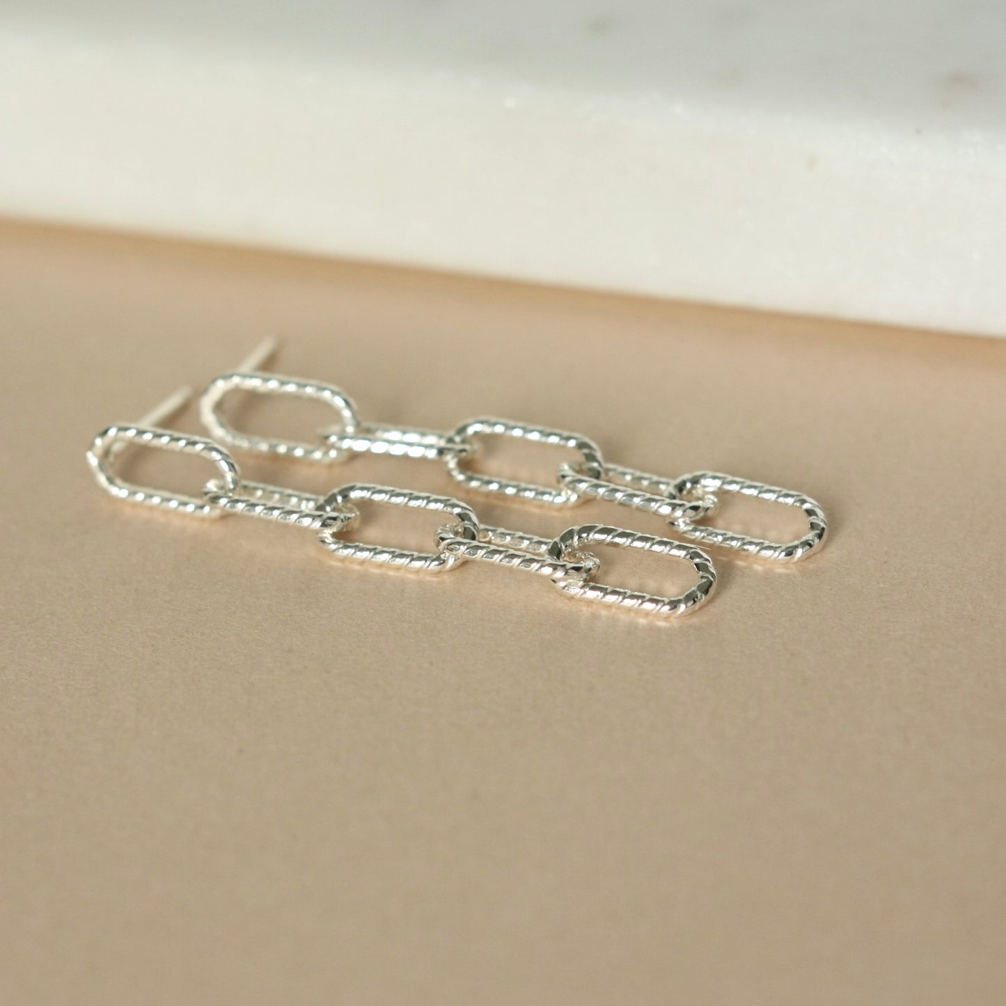 Sterling Silver Paper Clip Chain Earrings