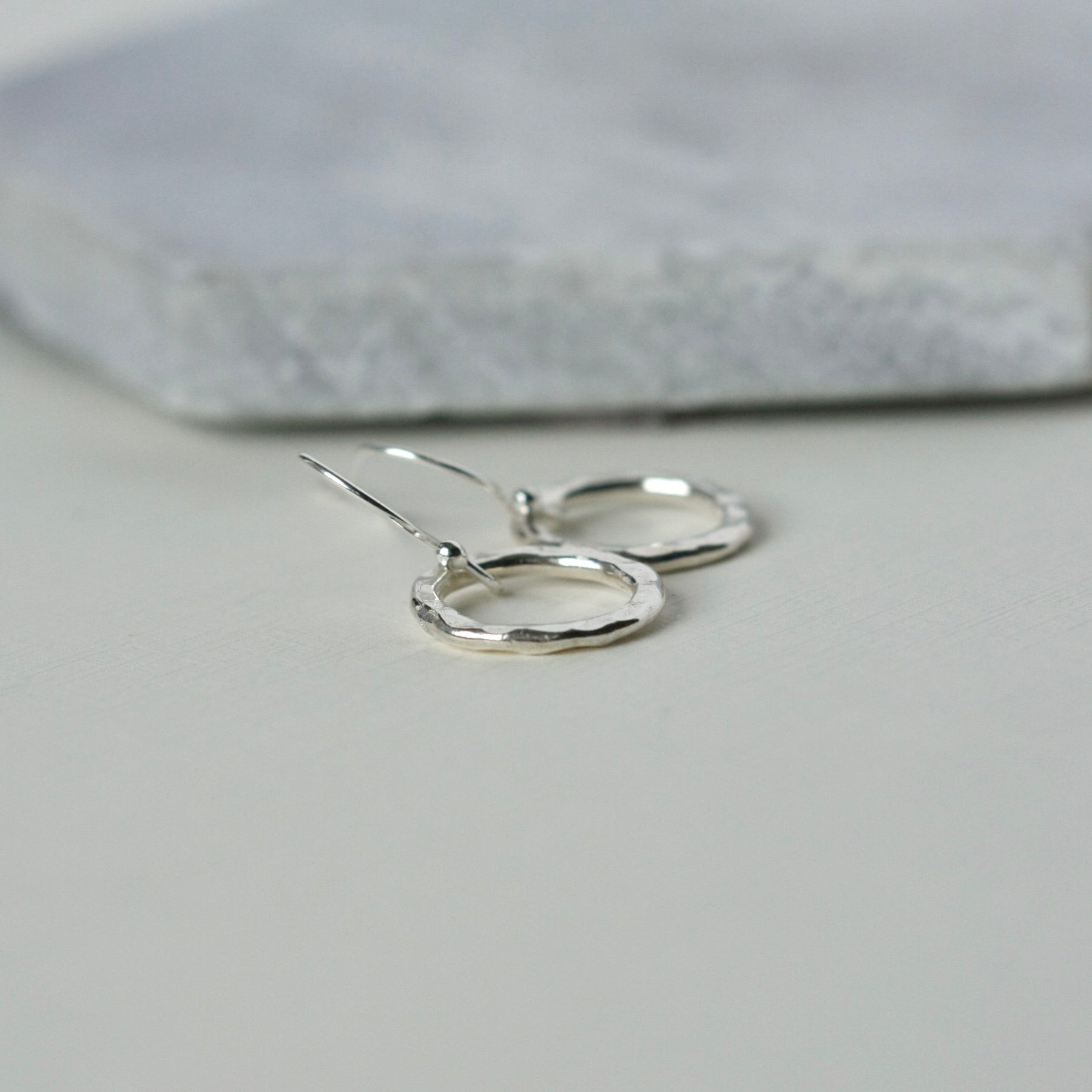 Hammered Sterling Silver Circle Earrings