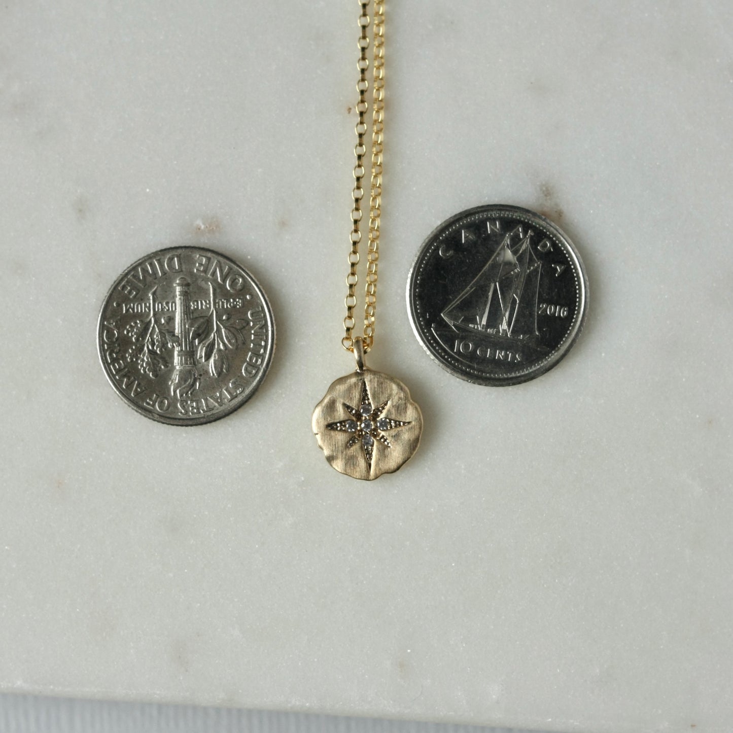 Gold North Star Charm Necklace