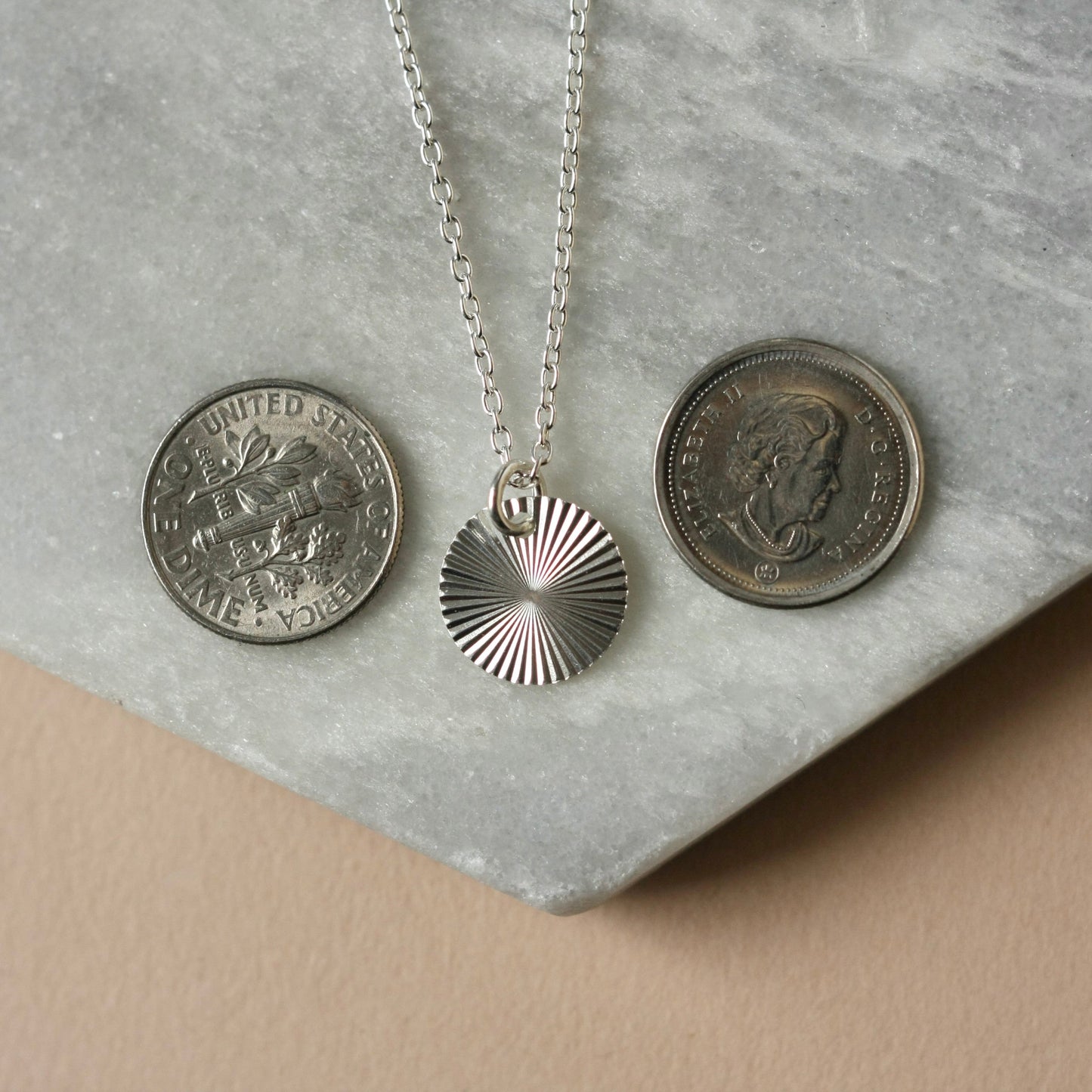 Shiny Silver Disc Necklace