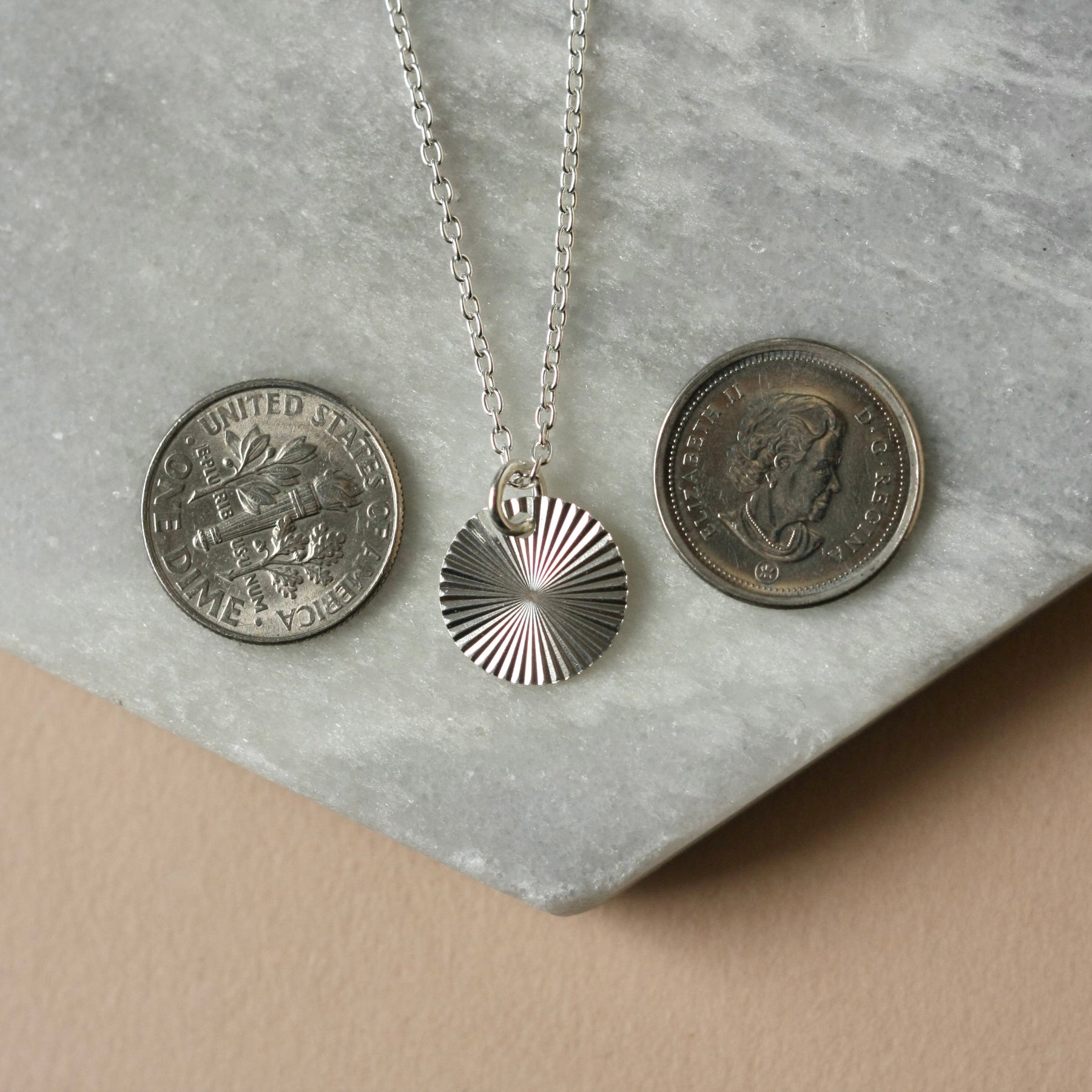 Shiny Silver Disc Necklace