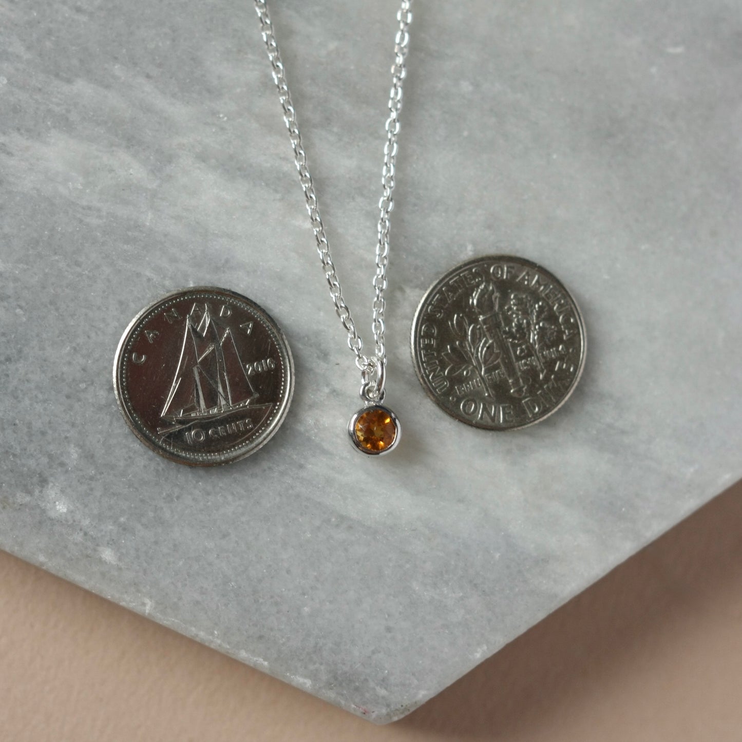 Dainty Sterling Silver Citrine Necklace