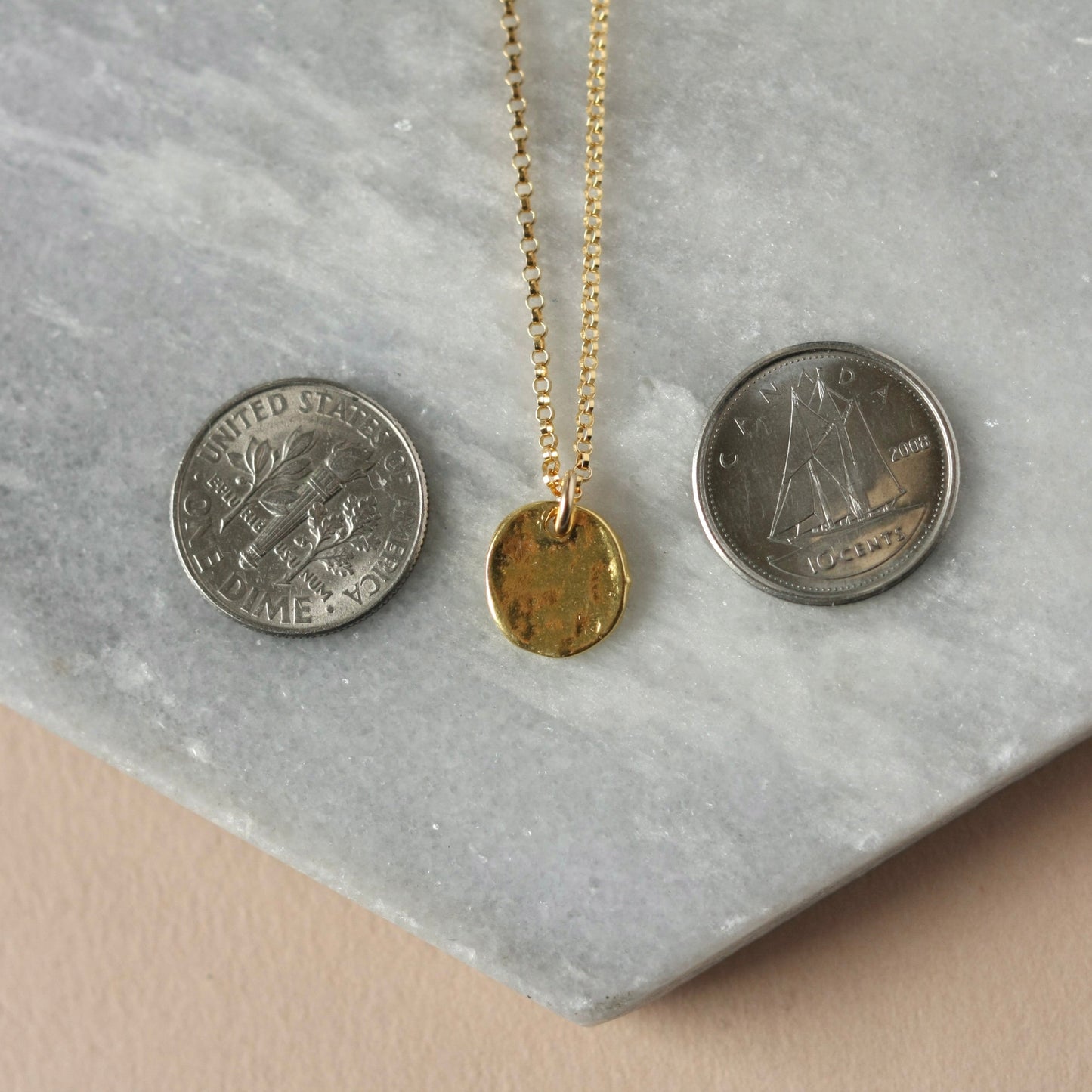 Shiny Gold Disc Necklace