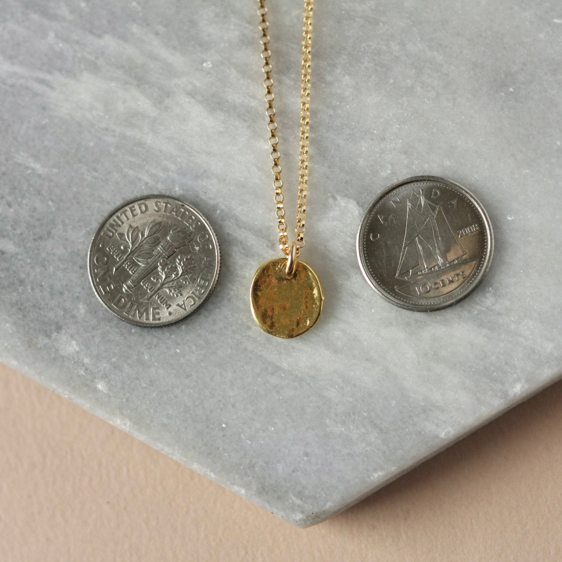 Shiny Gold Disc Necklace