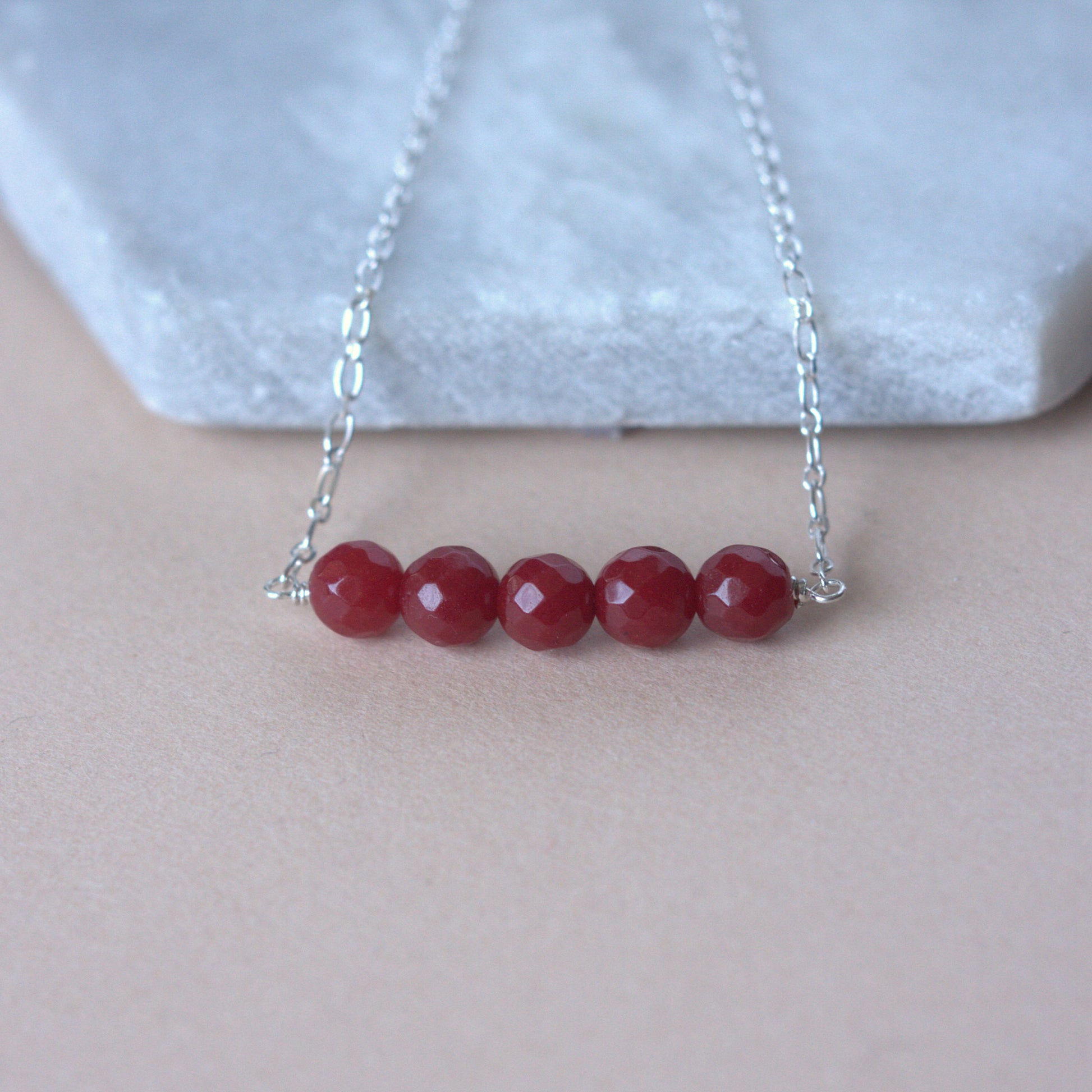 Red Jade Bead Necklace