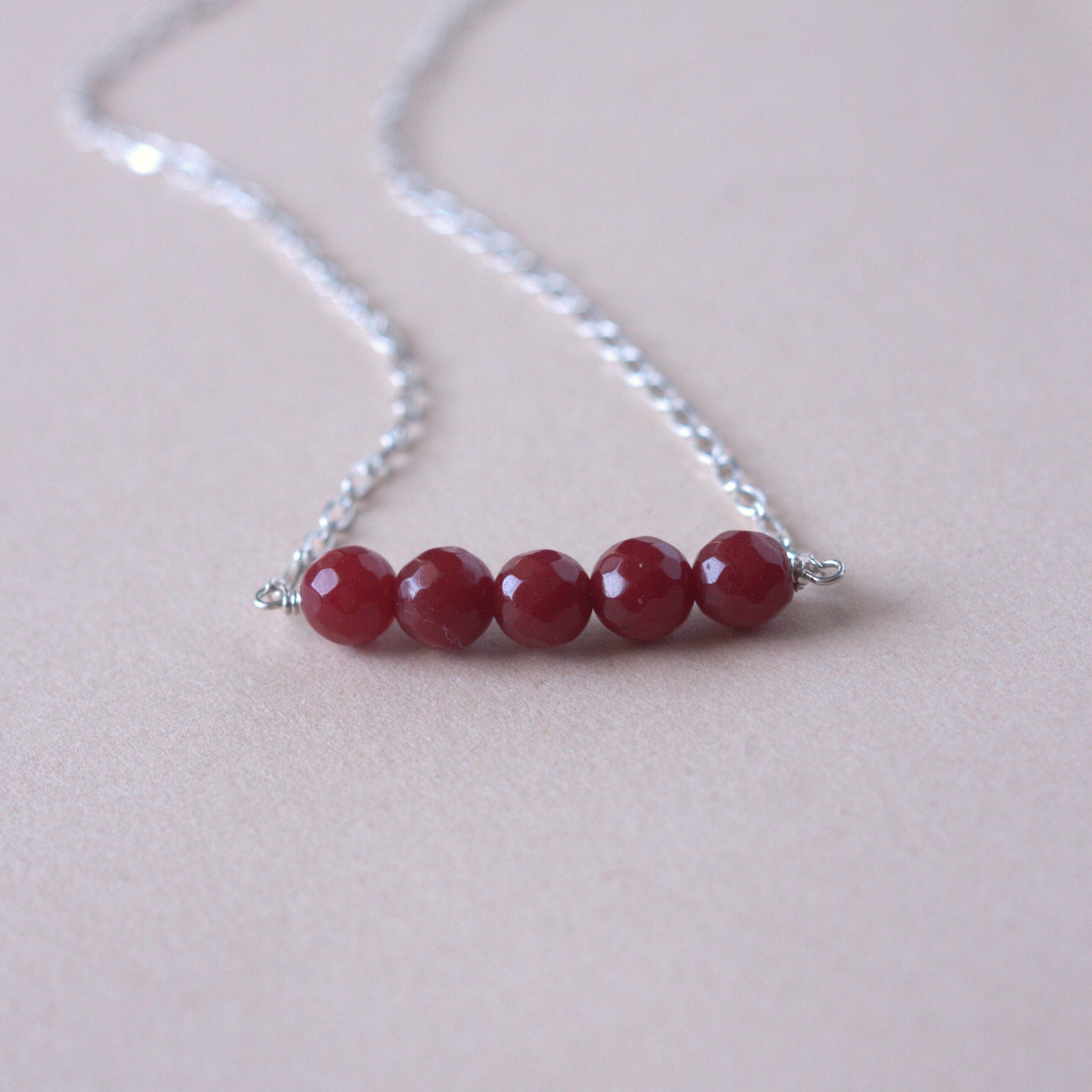 Red Jade Bead Necklace