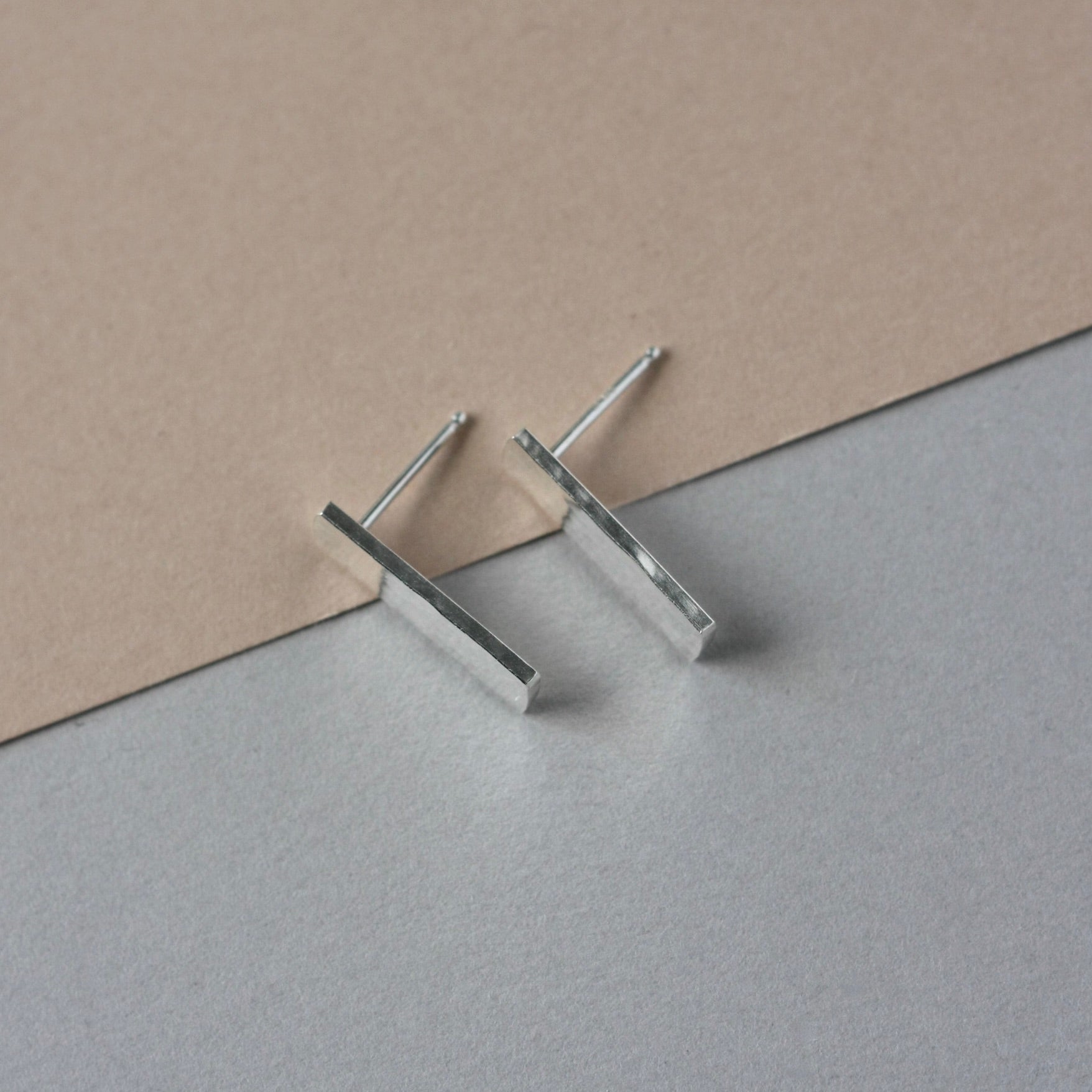 Hammered Sterling Silver Bar Stud Earrings