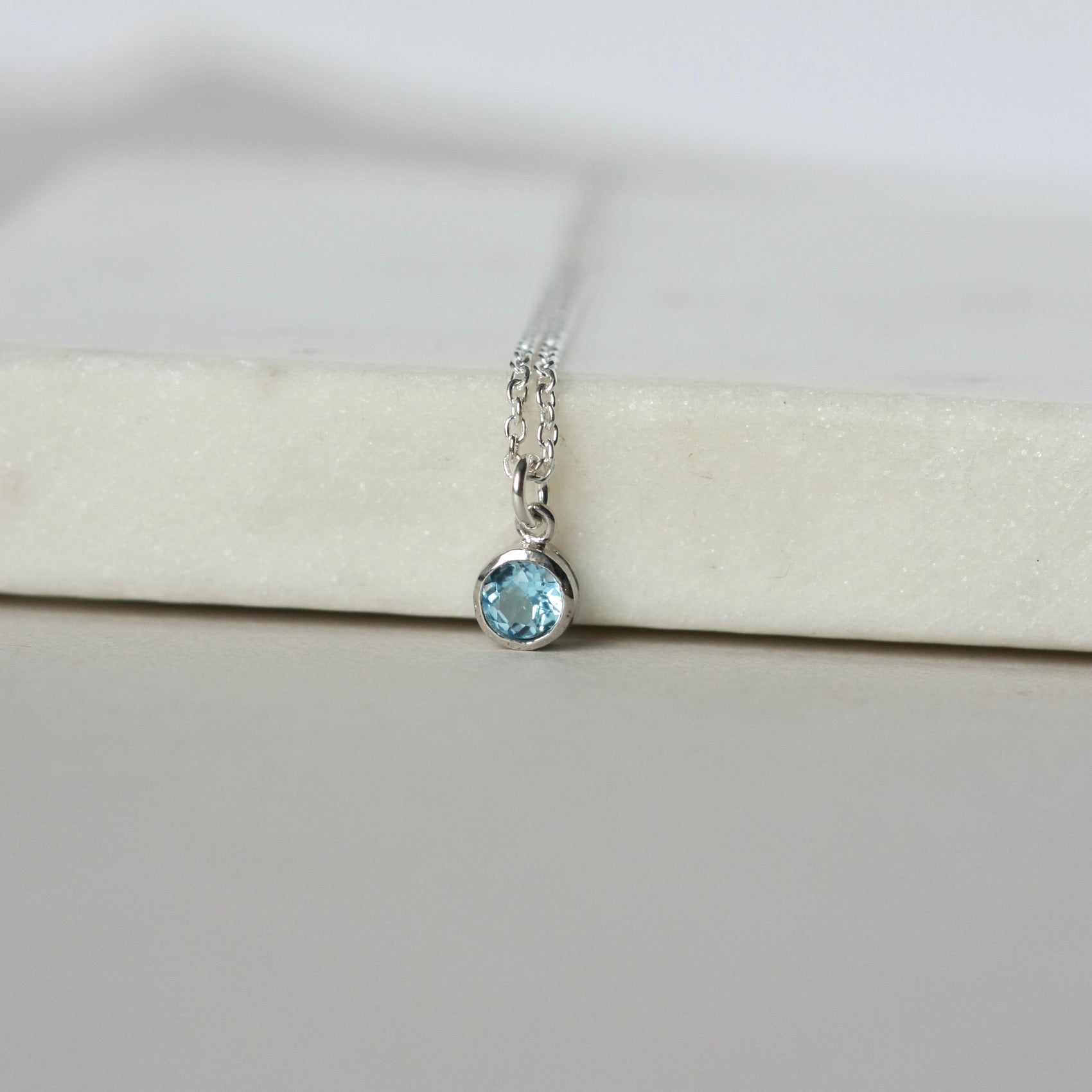 Blue Topaz Birthstone Necklace
