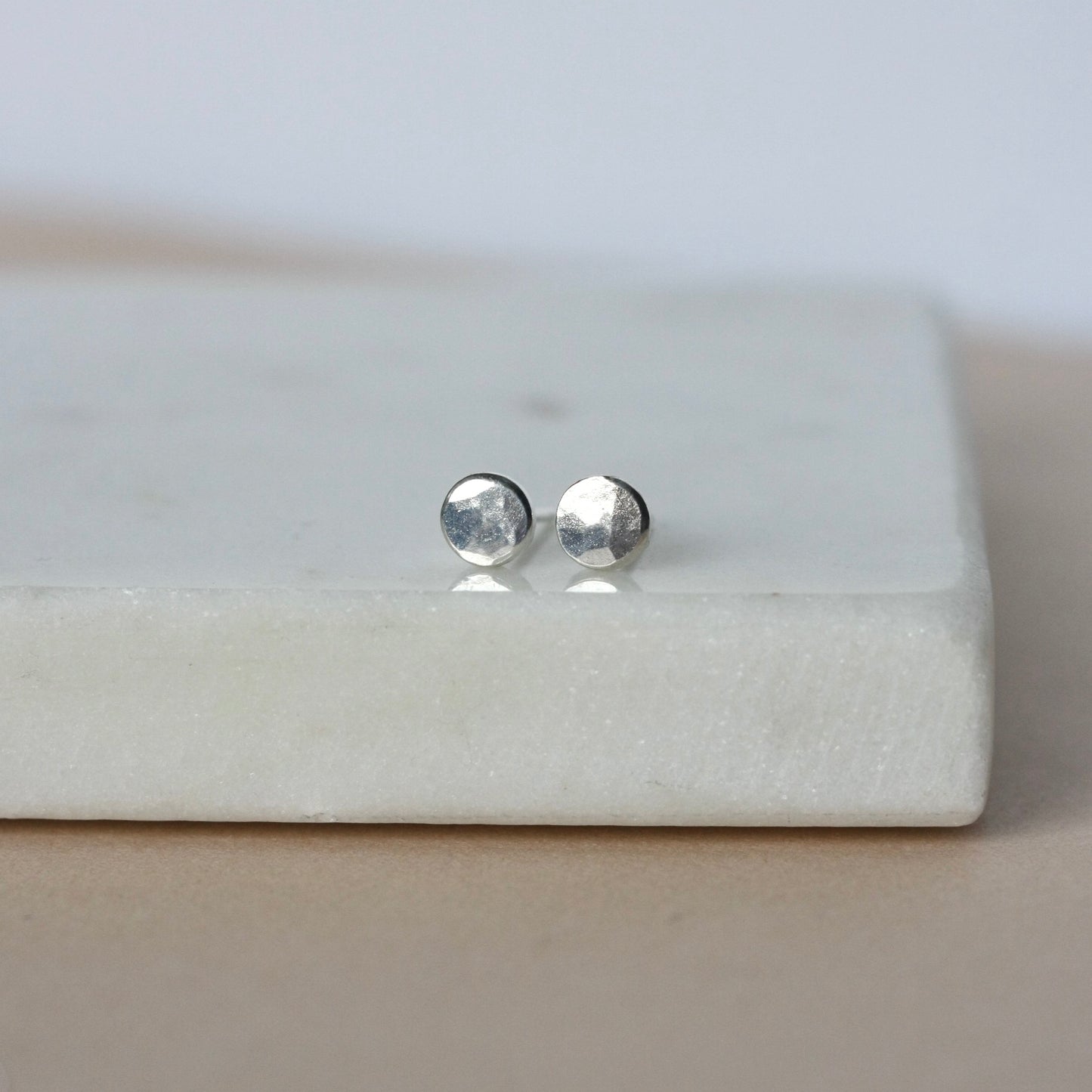 Small Silver Pebble Stud Earrings