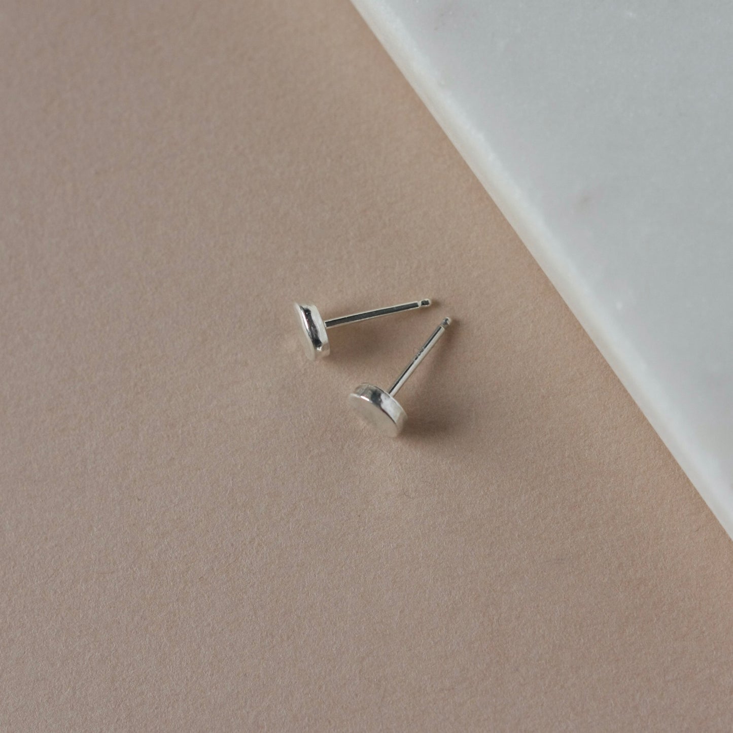 Small Silver Pebble Stud Earrings