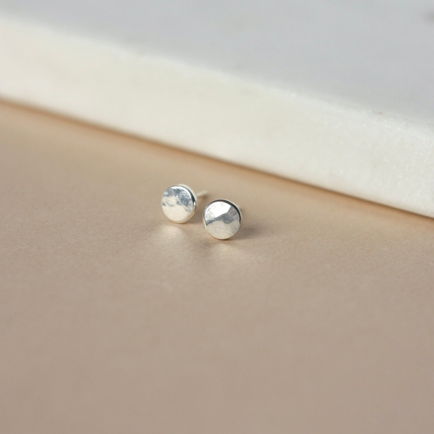 Small Silver Pebble Stud Earrings