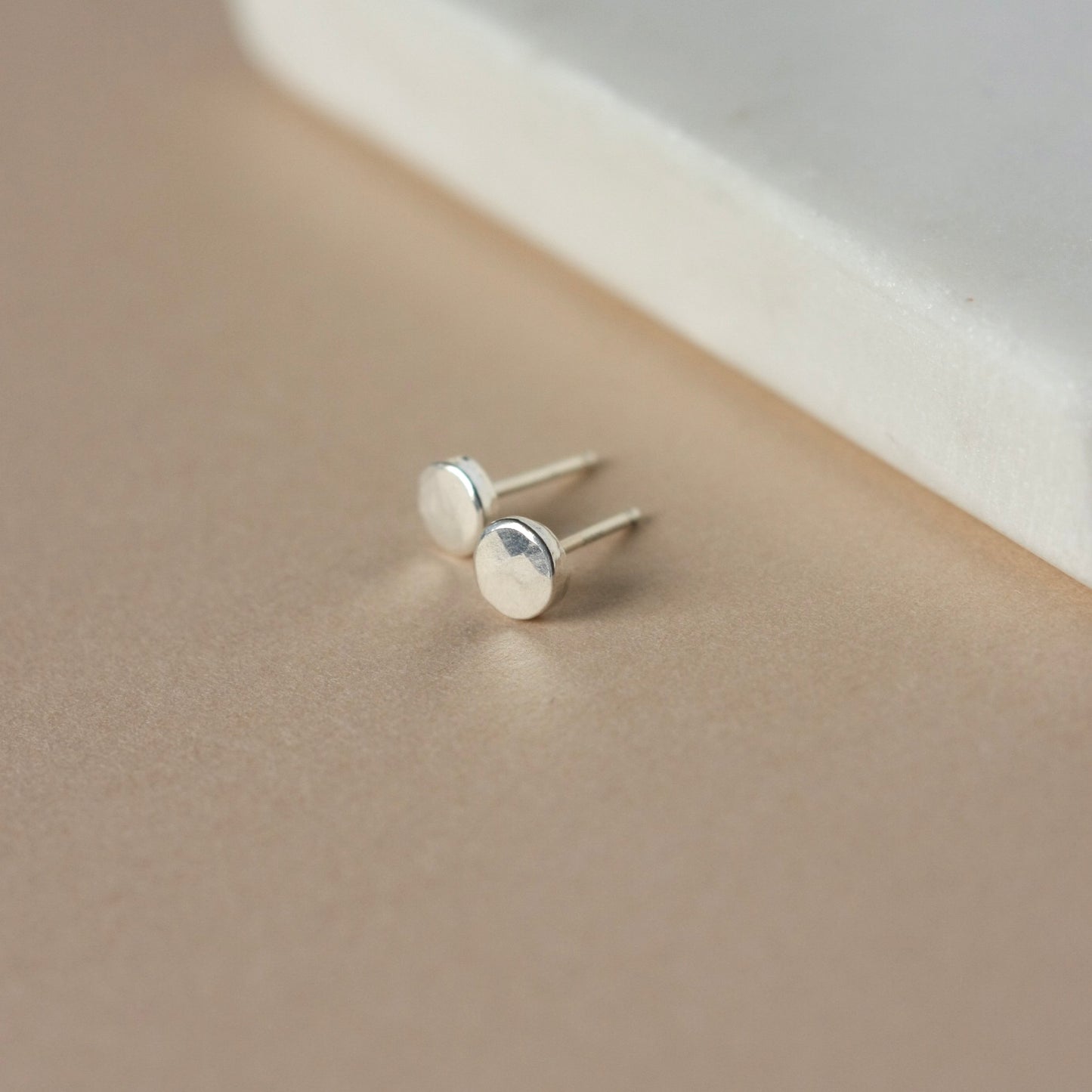 Small Silver Pebble Stud Earrings