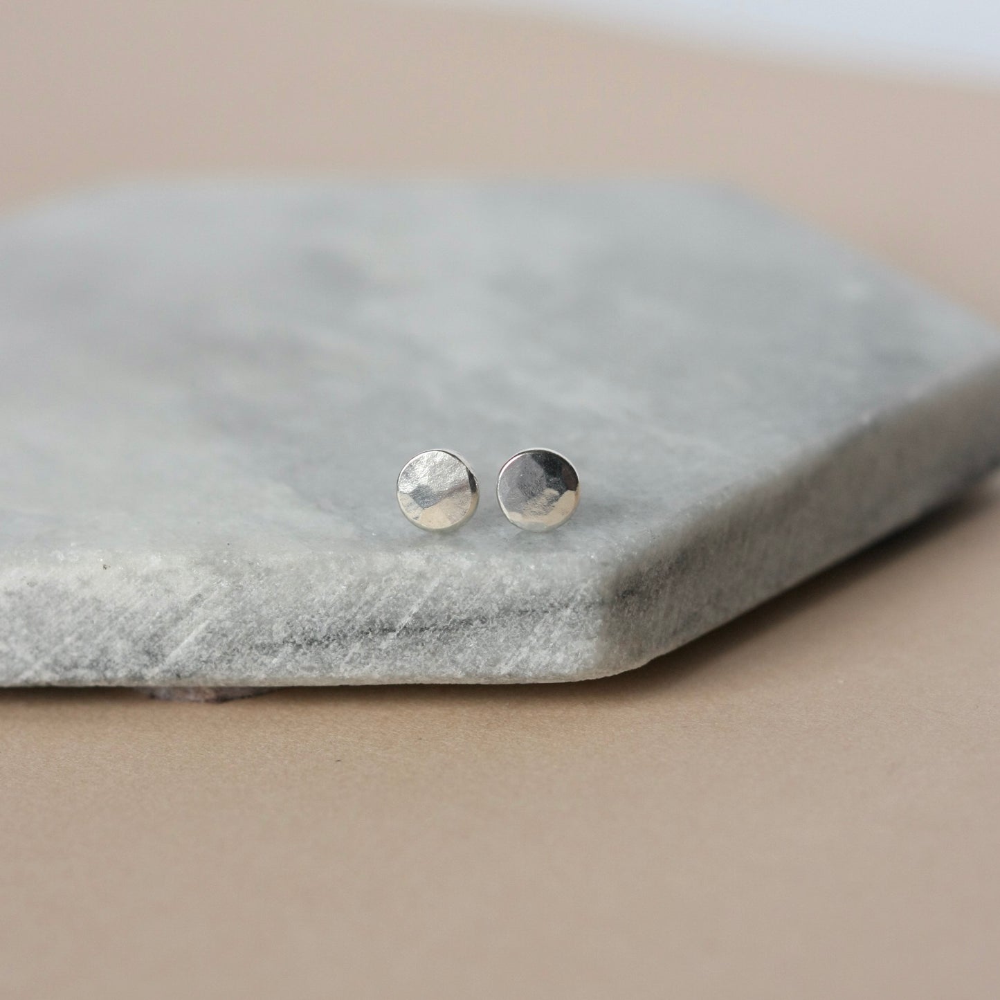 Small Silver Pebble Stud Earrings