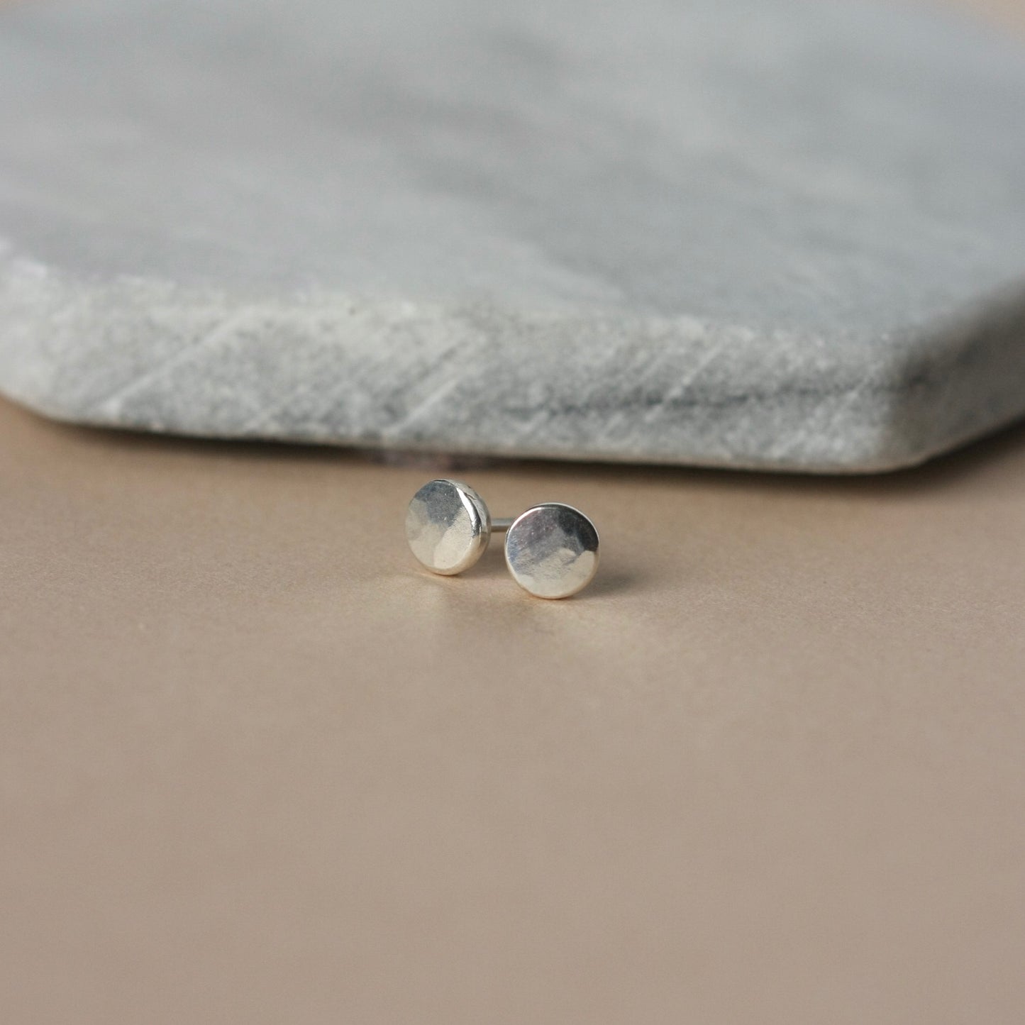 Small Silver Pebble Stud Earrings