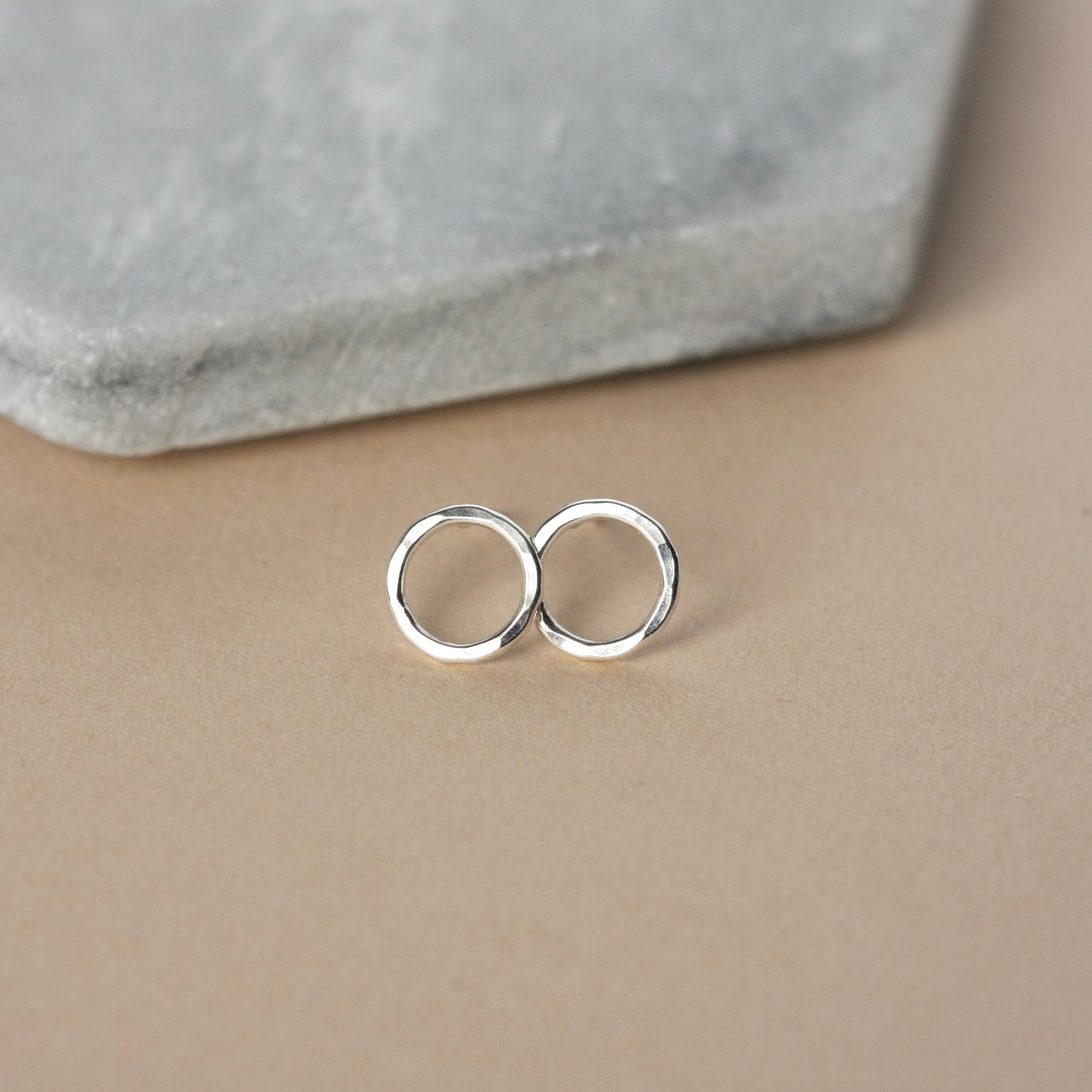 Silver Open Circle Stud Earrings