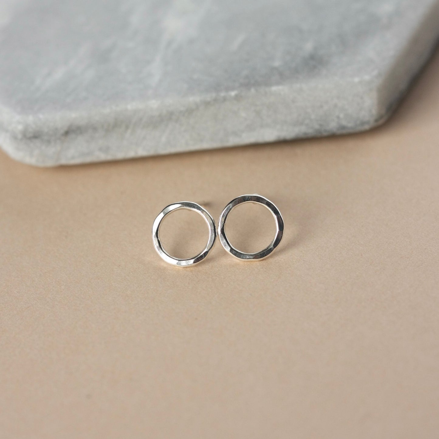 Silver Open Circle Stud Earrings