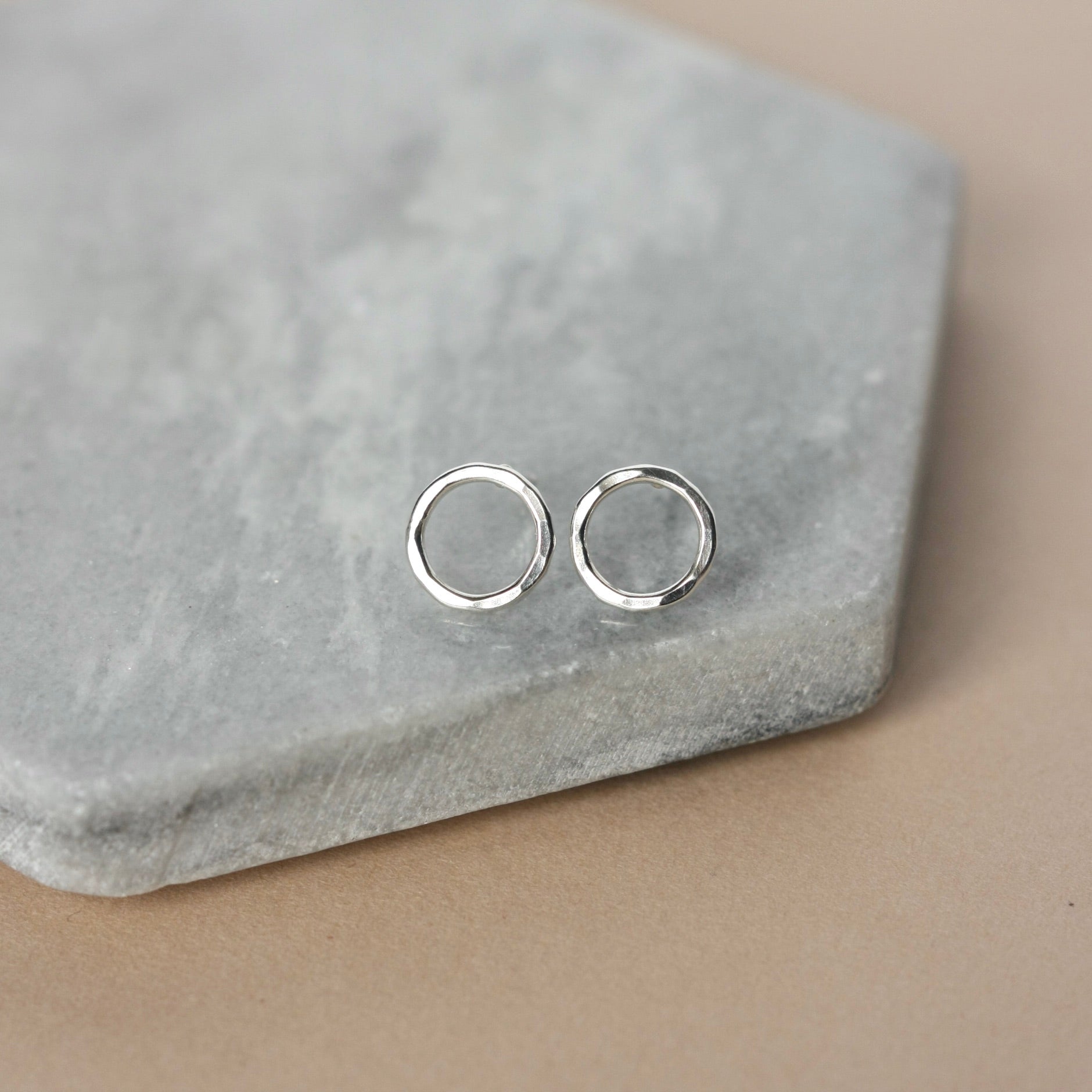 Silver Open Circle Stud Earrings