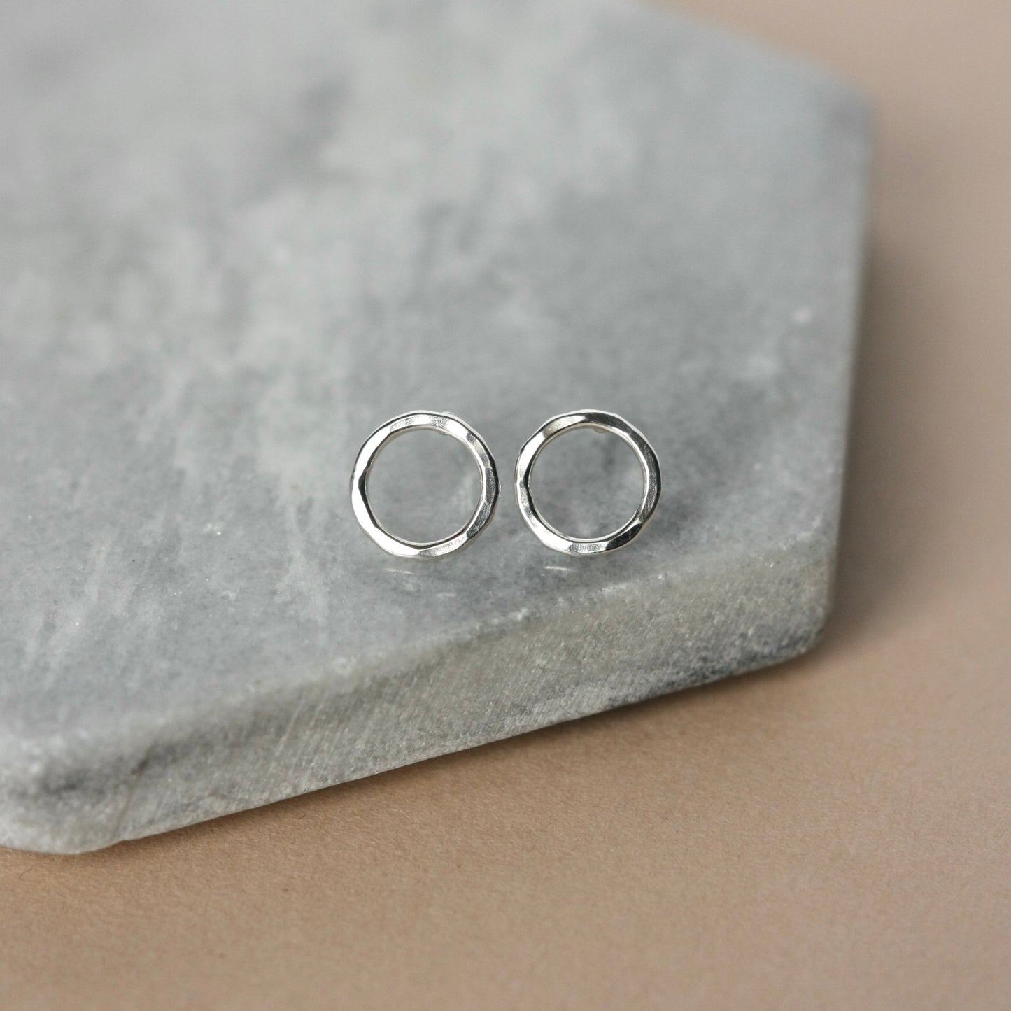 Silver Open Circle Stud Earrings