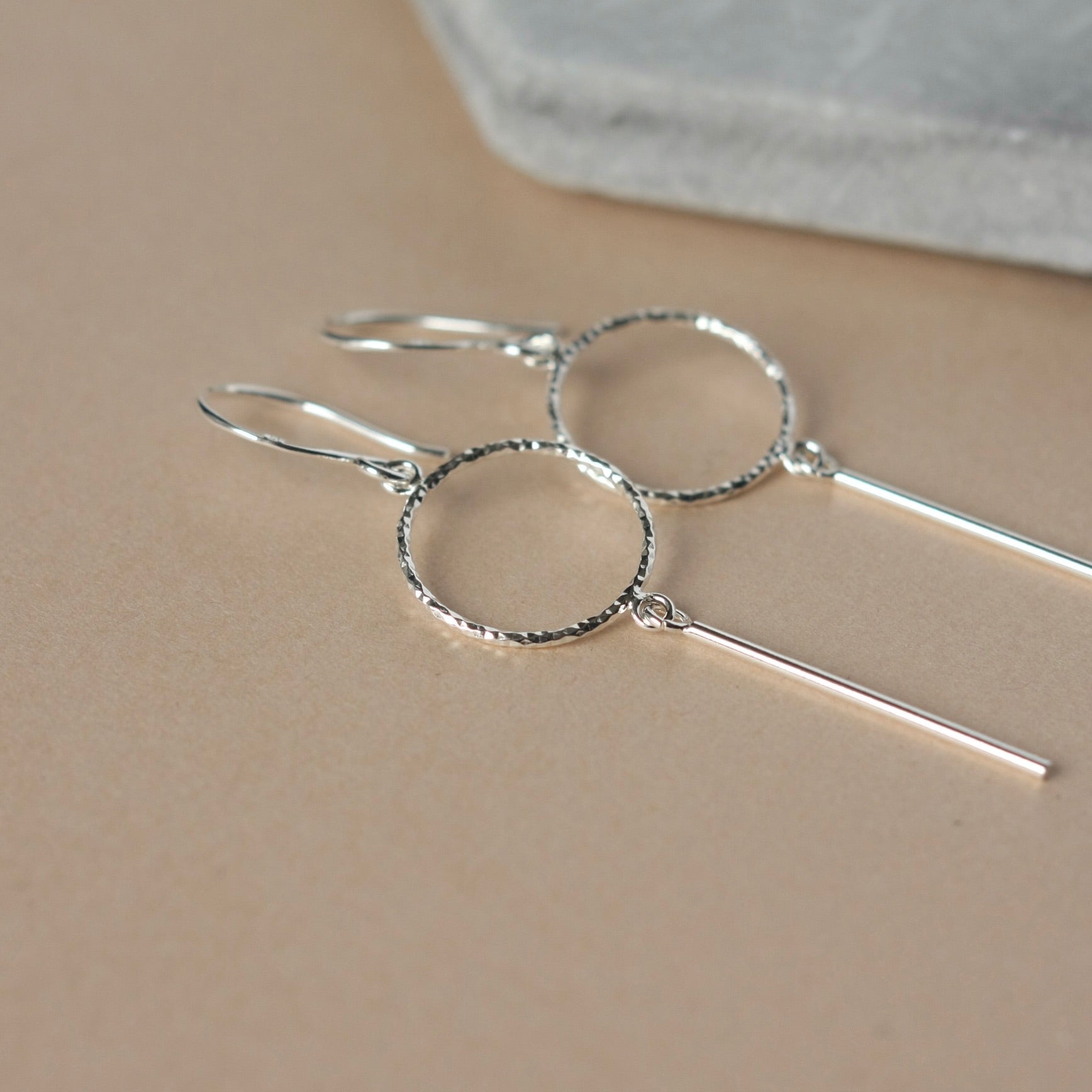 Silver Circle and Bar Earrings